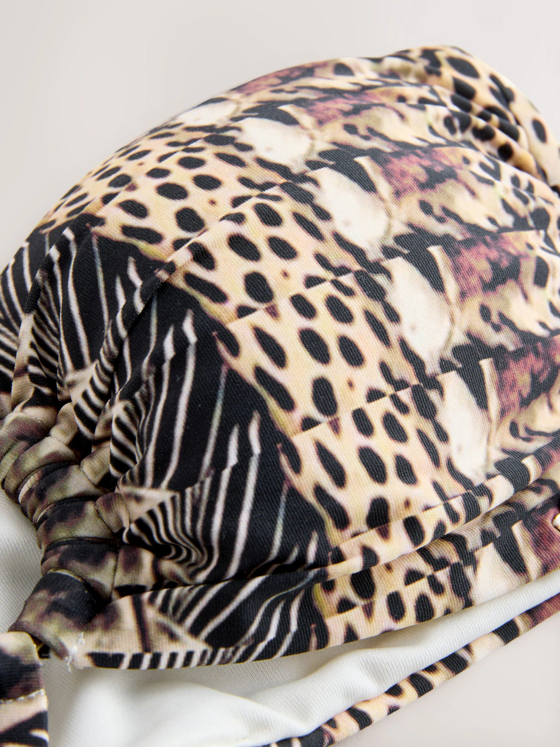 Brown Multi Animal Hardware Bandeau Bikini Top