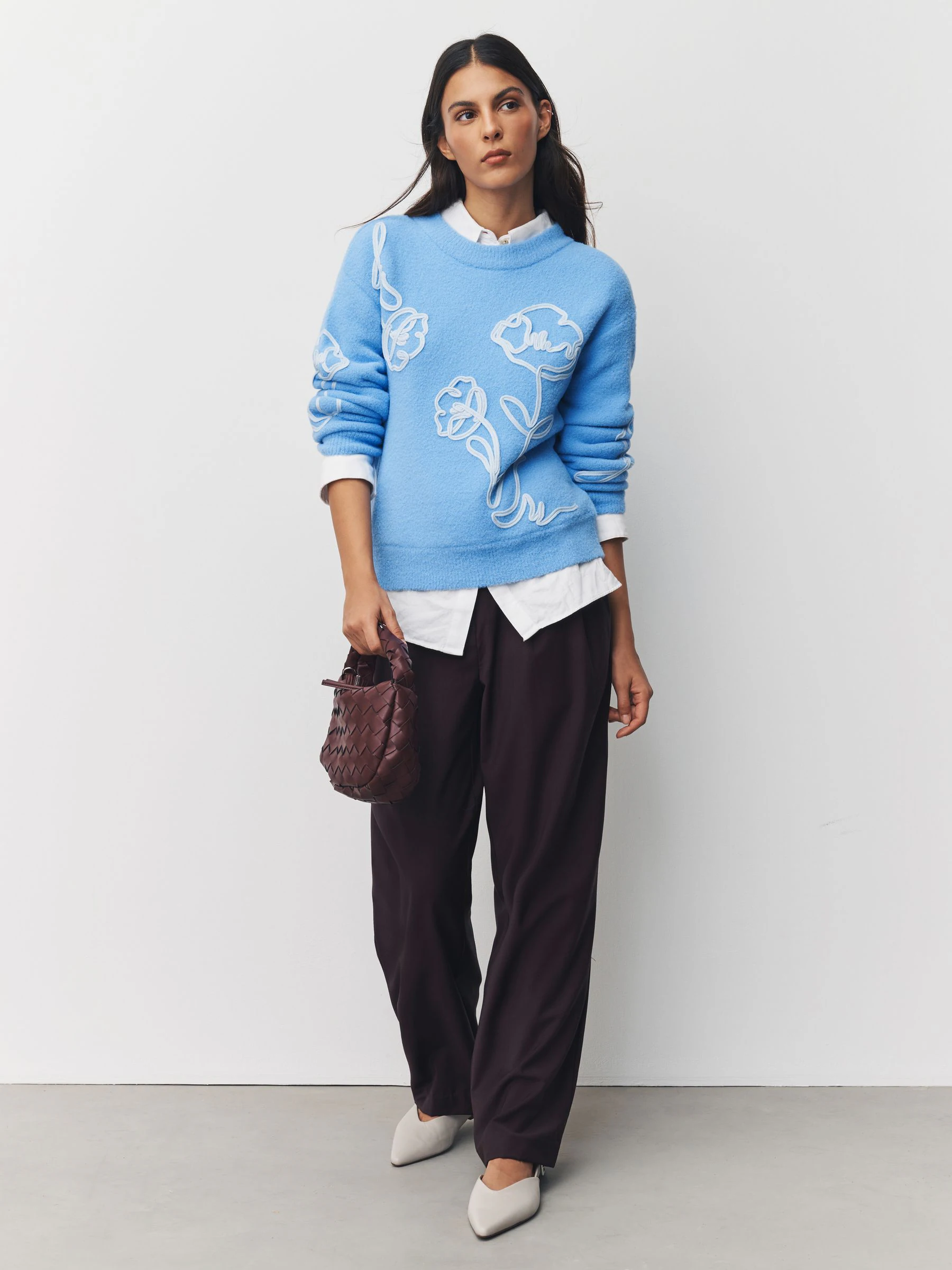 Light Blue Cosy Corded Graphic Jumper
