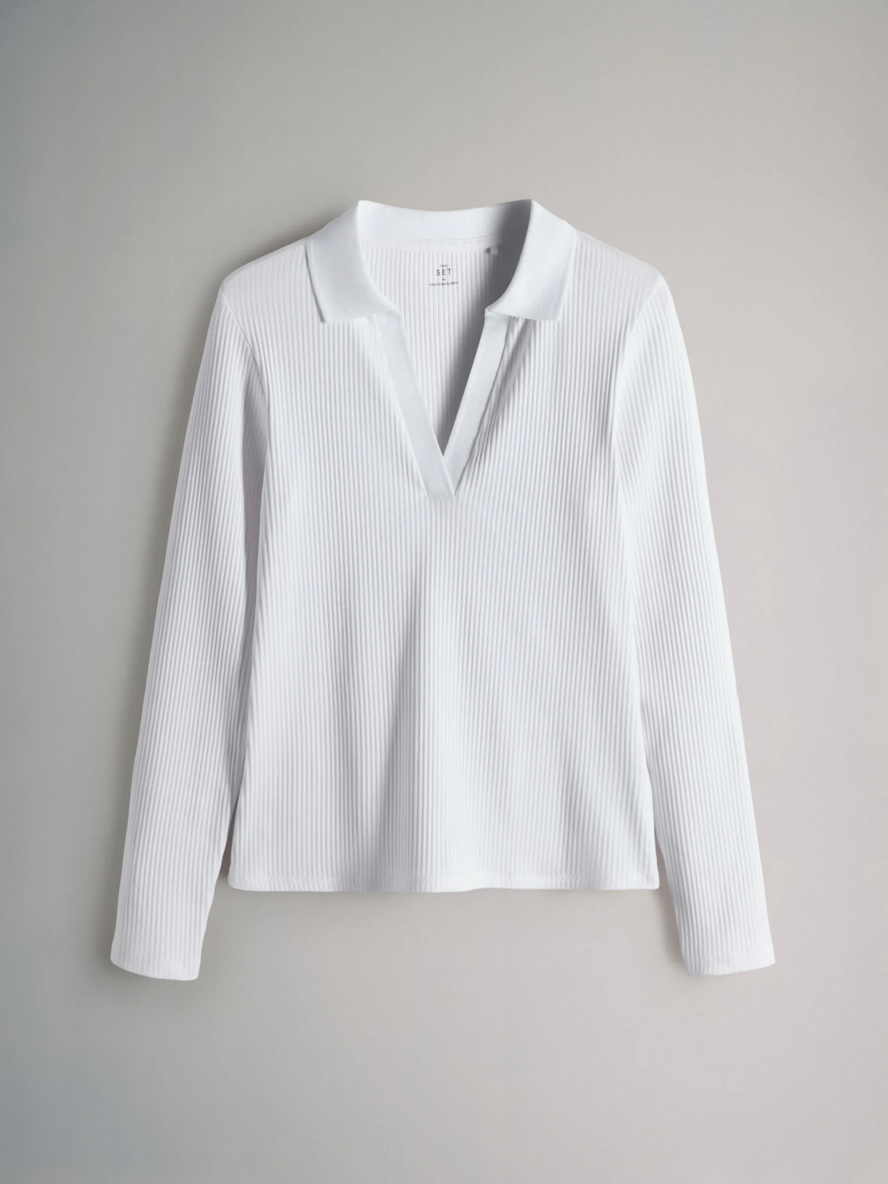 The Set 3 Pack Long Sleeve Ribbed Polo Top Black/Pink/White