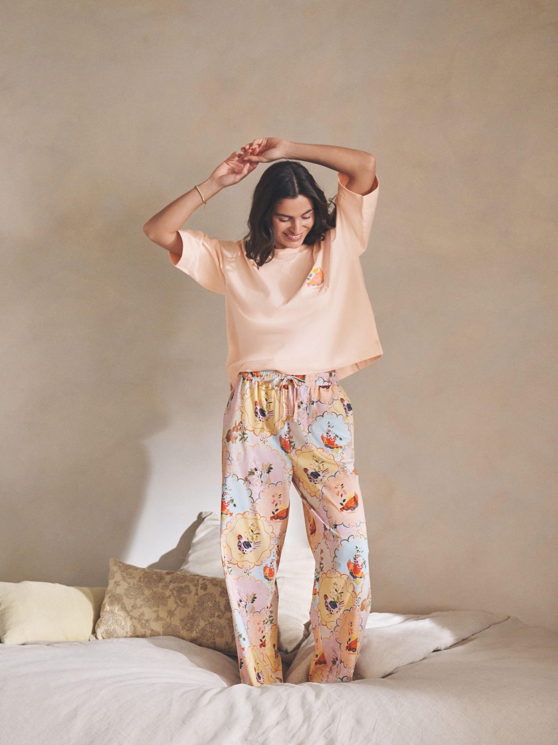 Peach Pink Hen Jersey Short Sleeve Pyjamas