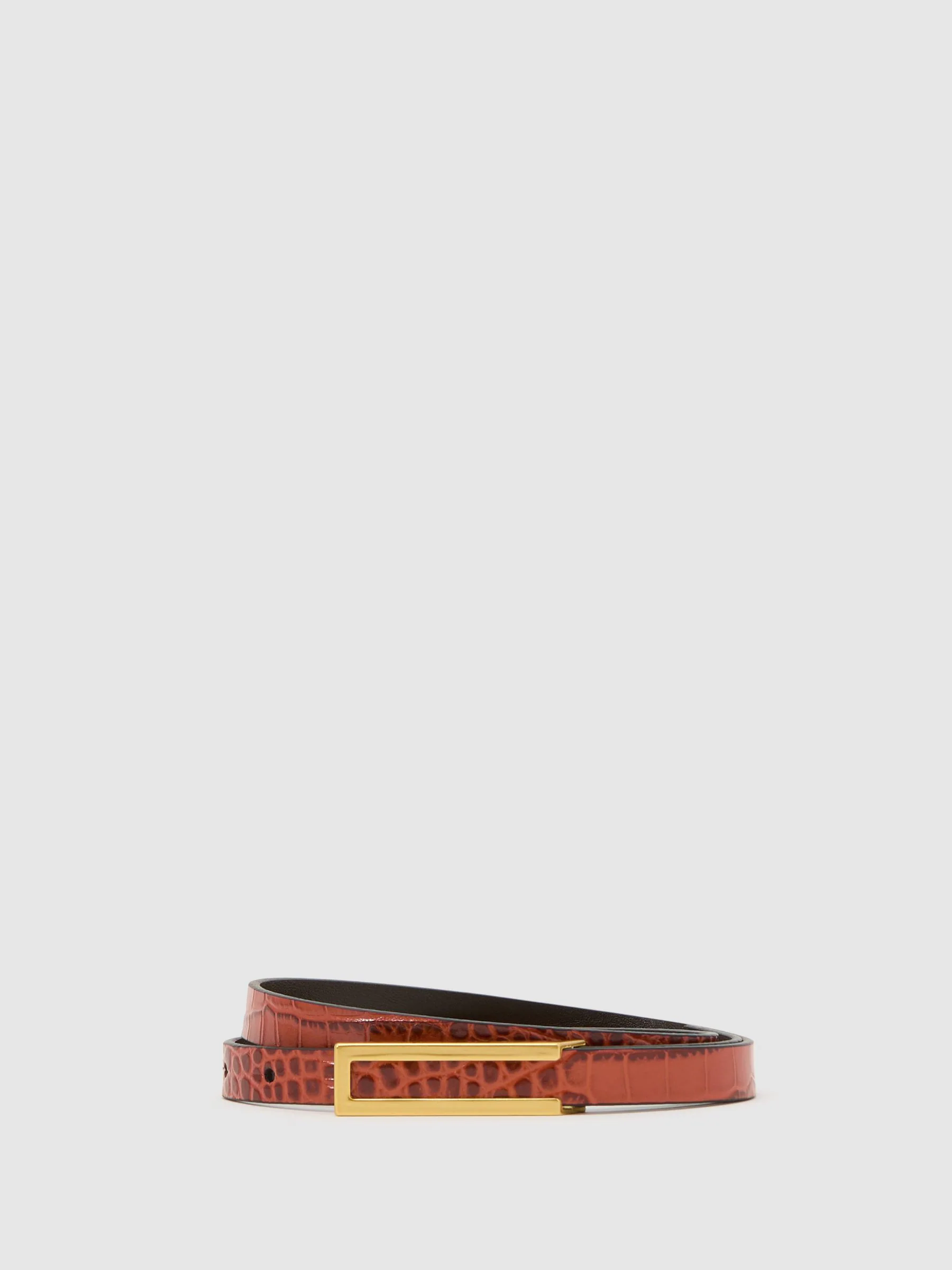 Reiss Tan Bronya Leather Crocodile-Effect Belt