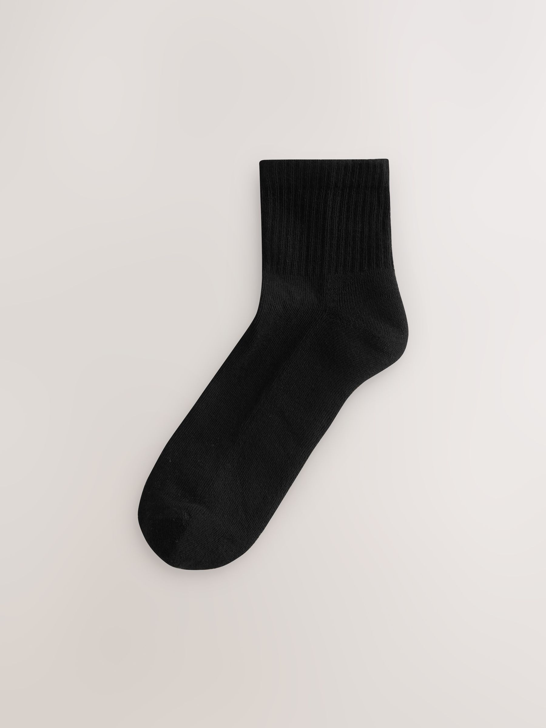 Black Cushion Sole Ribbed Sport Cropped Ankle Socks 3 Pack With Arch Support