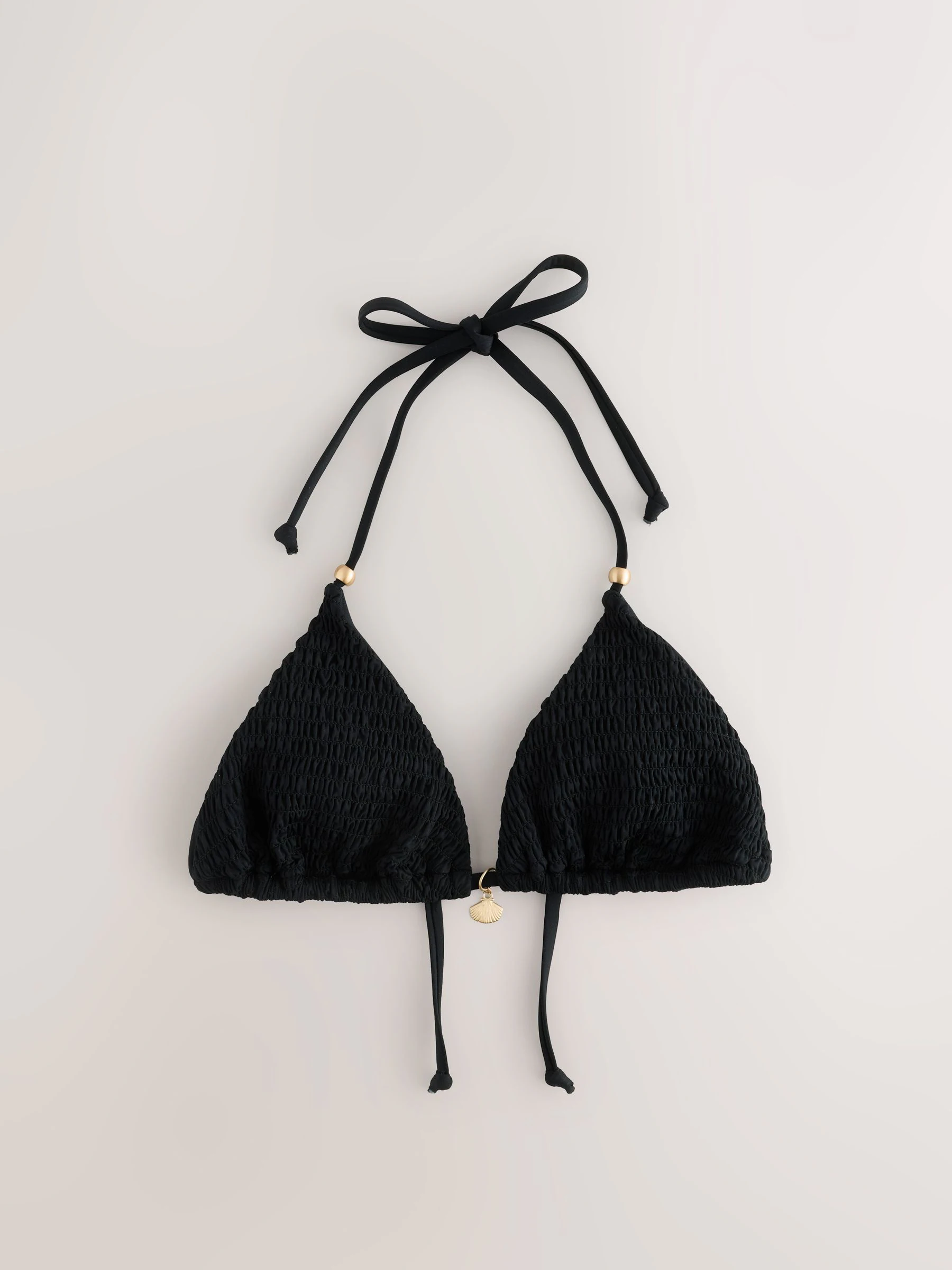 White/Black Shirred Triangle Bikini Tops 2 Pack