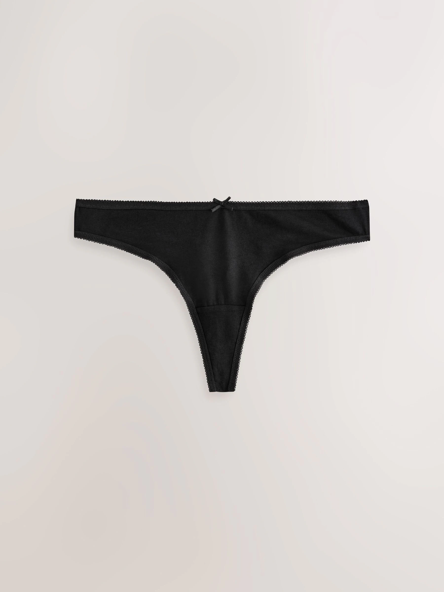 Black Thong Cotton Rich Knickers 7 Pack