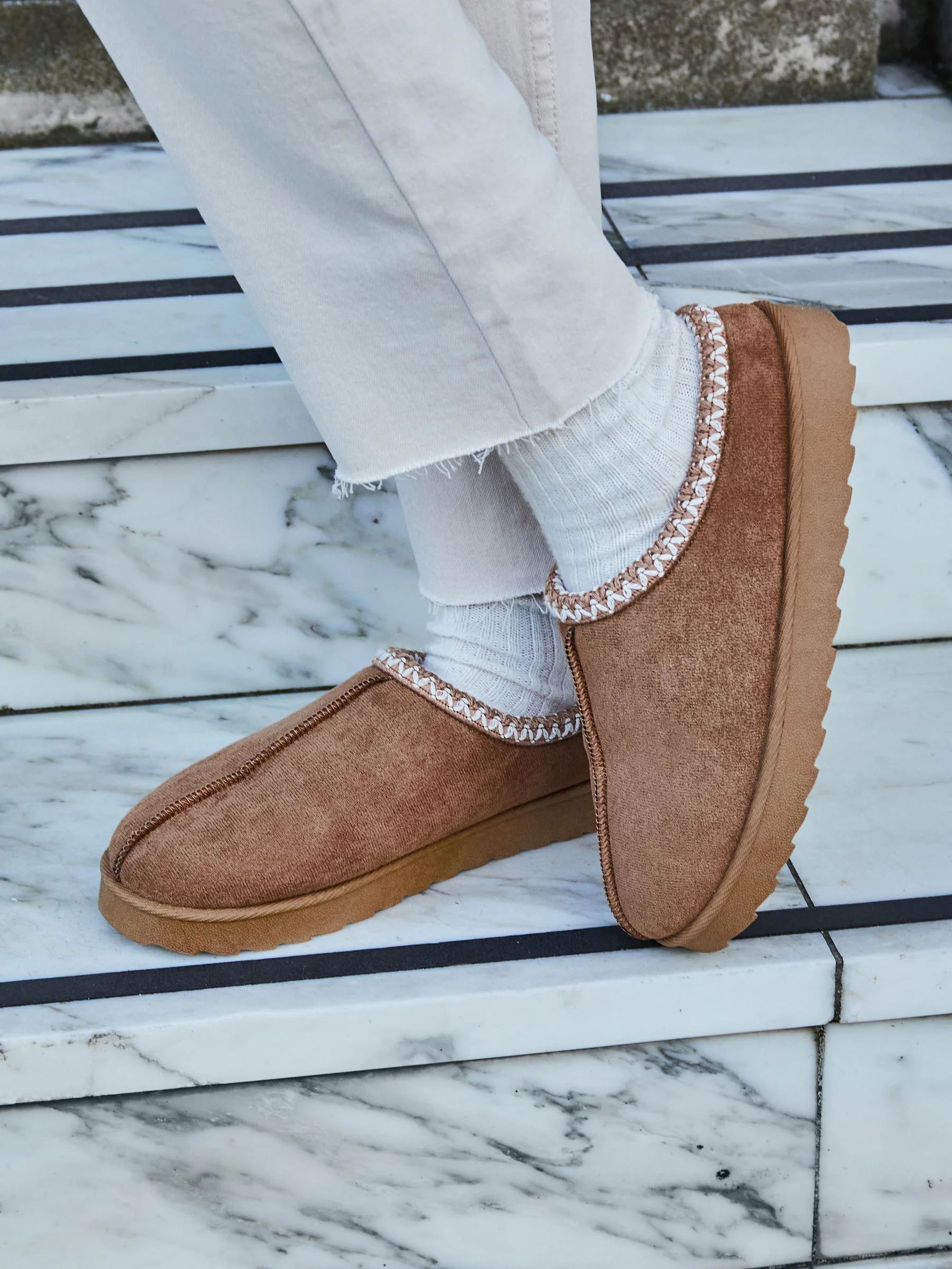 Linzi Brown Tana Faux Suede Slip-On Slippers