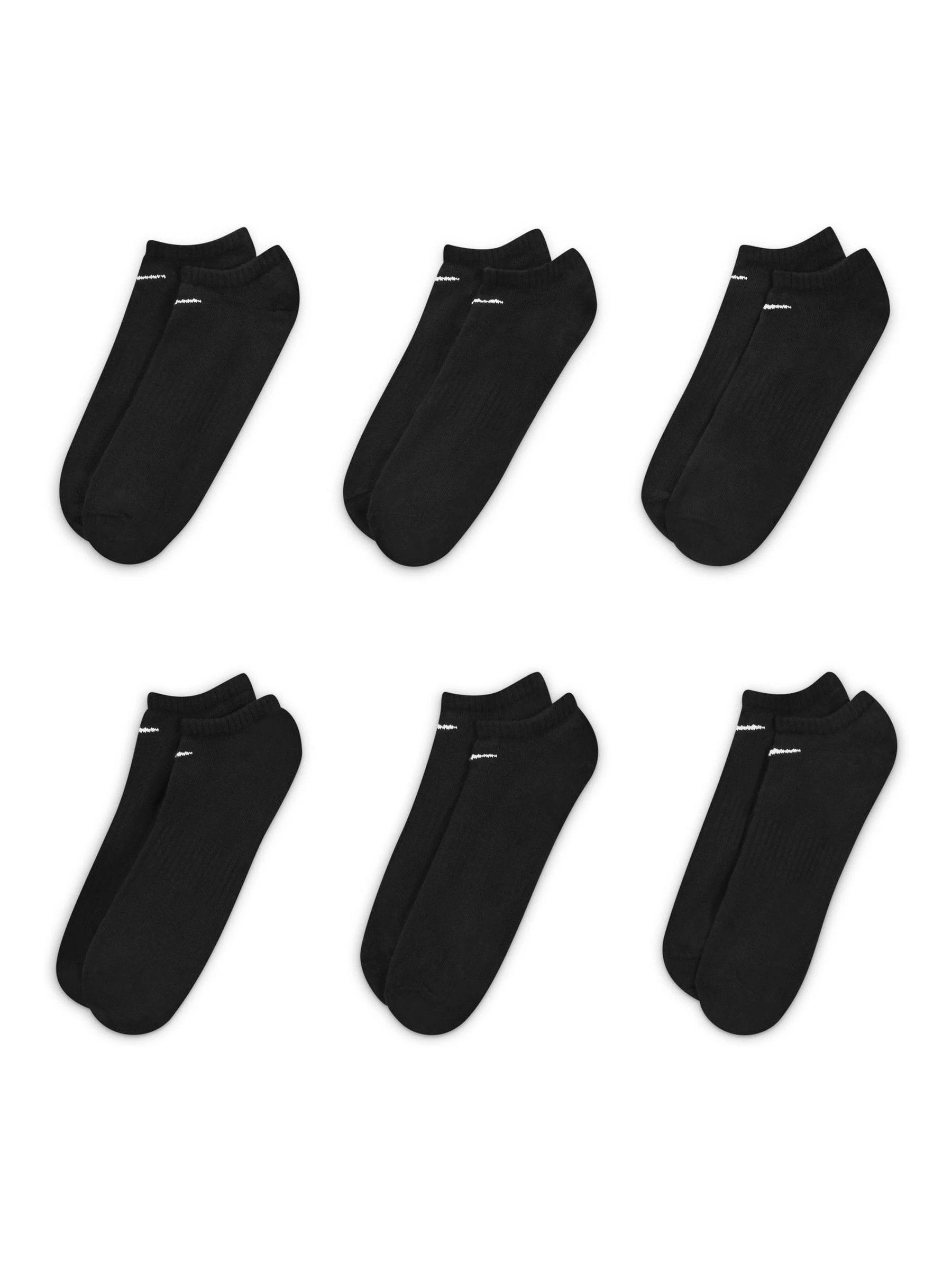 Nike Black Everyday Lightweight Training No Show Socks 6 Pack