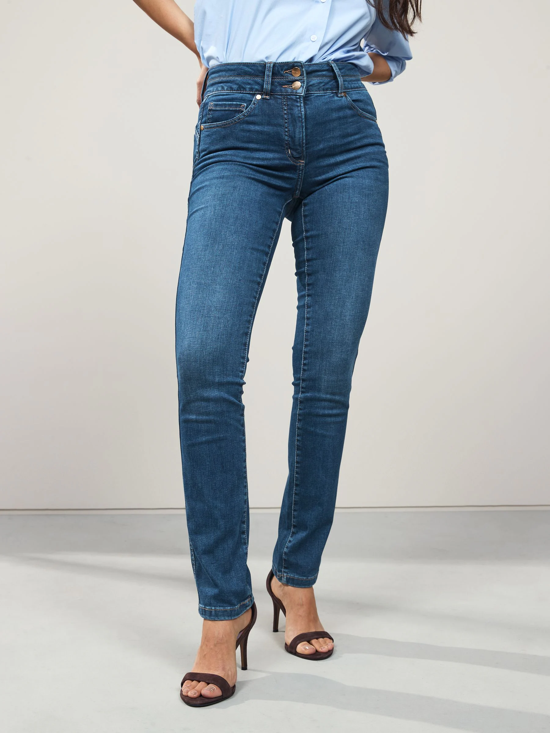 Mid Blue Denim Slim Lift And Shape Jeans