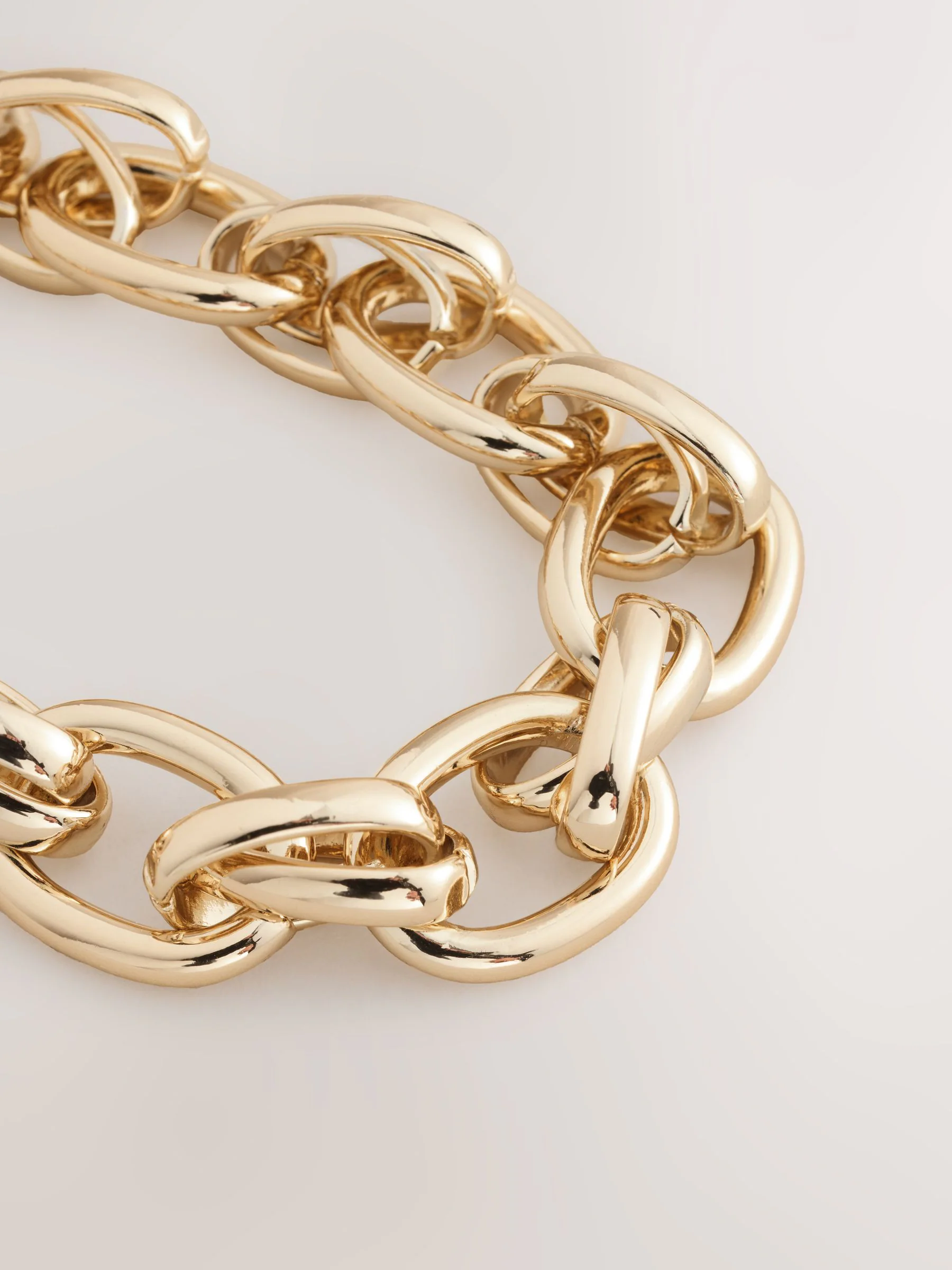 Gold Tone Double Link Chunky Chain Necklace