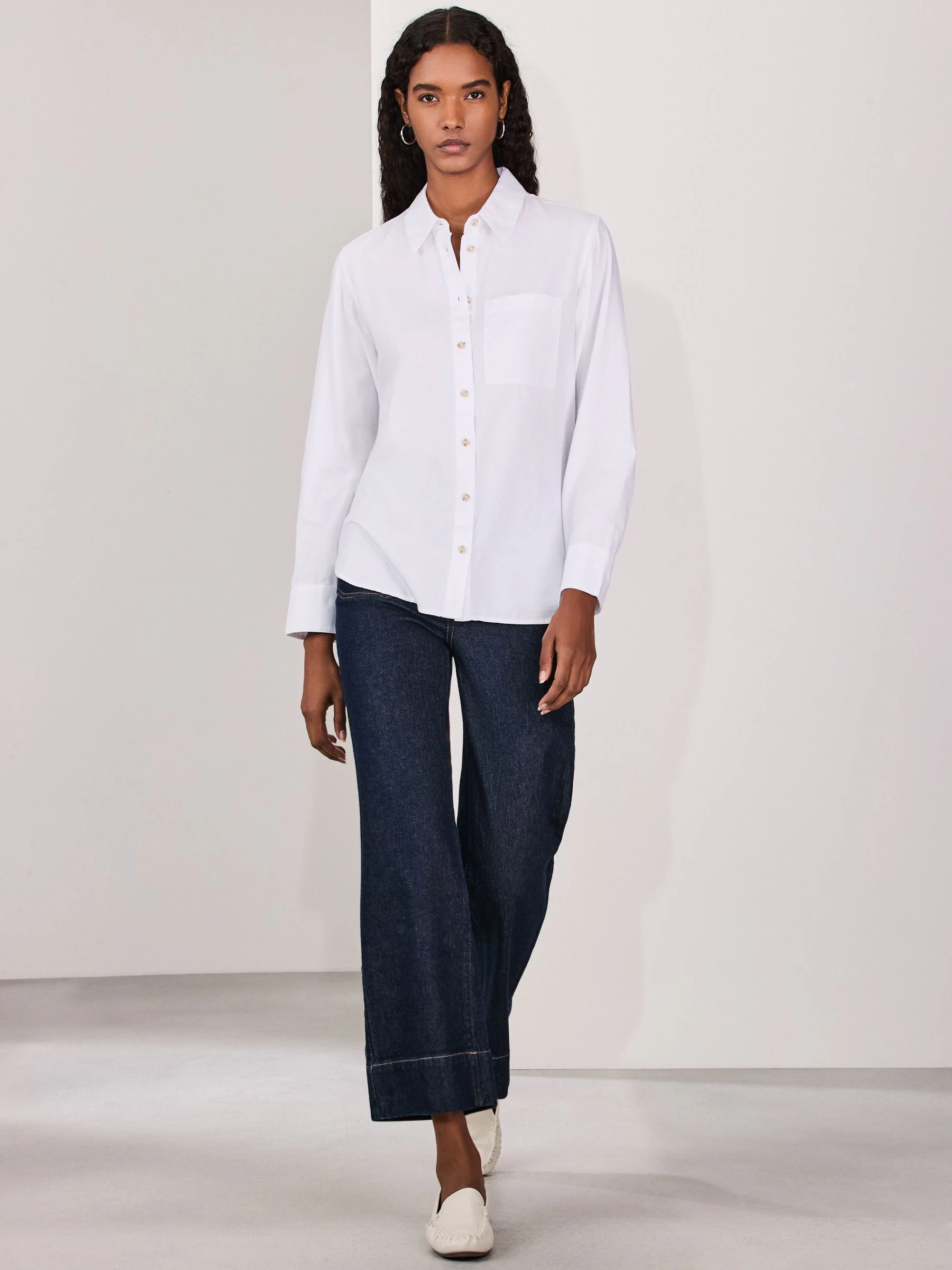 White Relaxed 100% Cotton Button Down Casual Long Sleeve Shirt