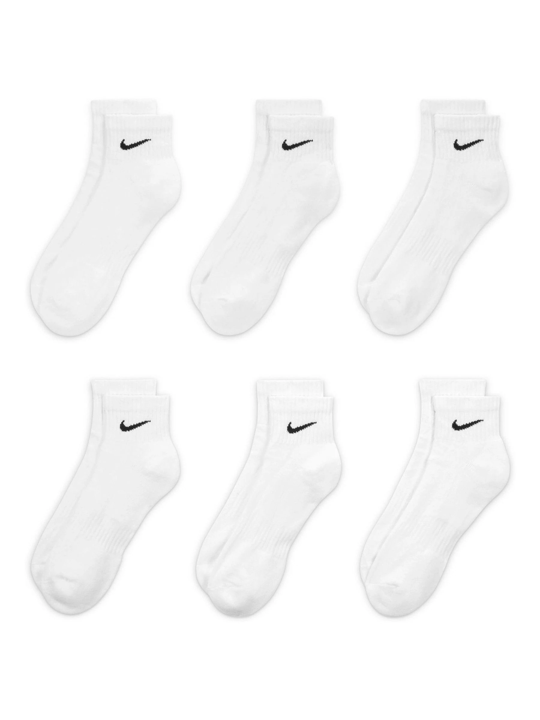 Nike White Ankle Everyday Cushioned Socks 6 Pack