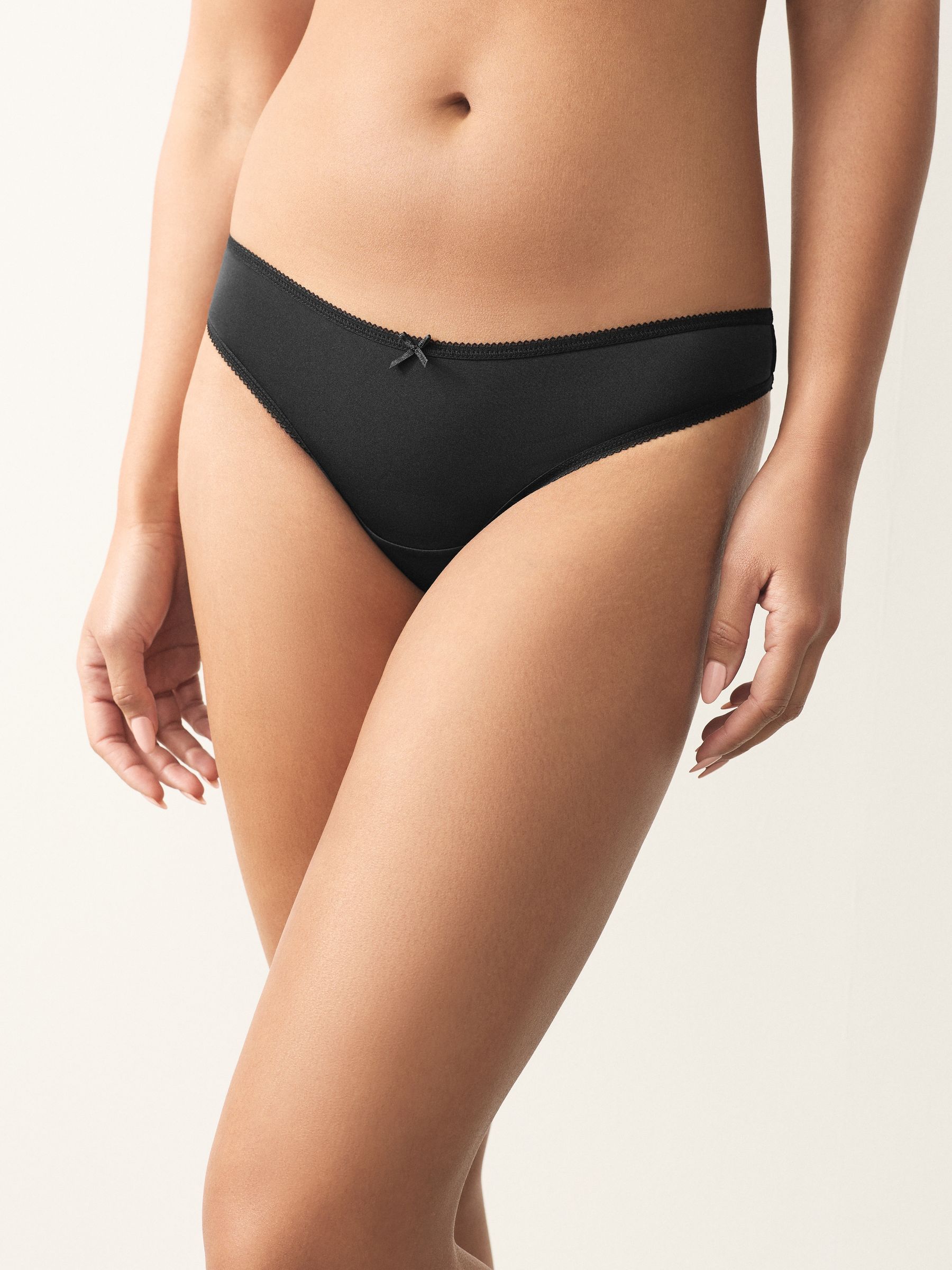 Black Thong Microfibre Knickers 7 Pack