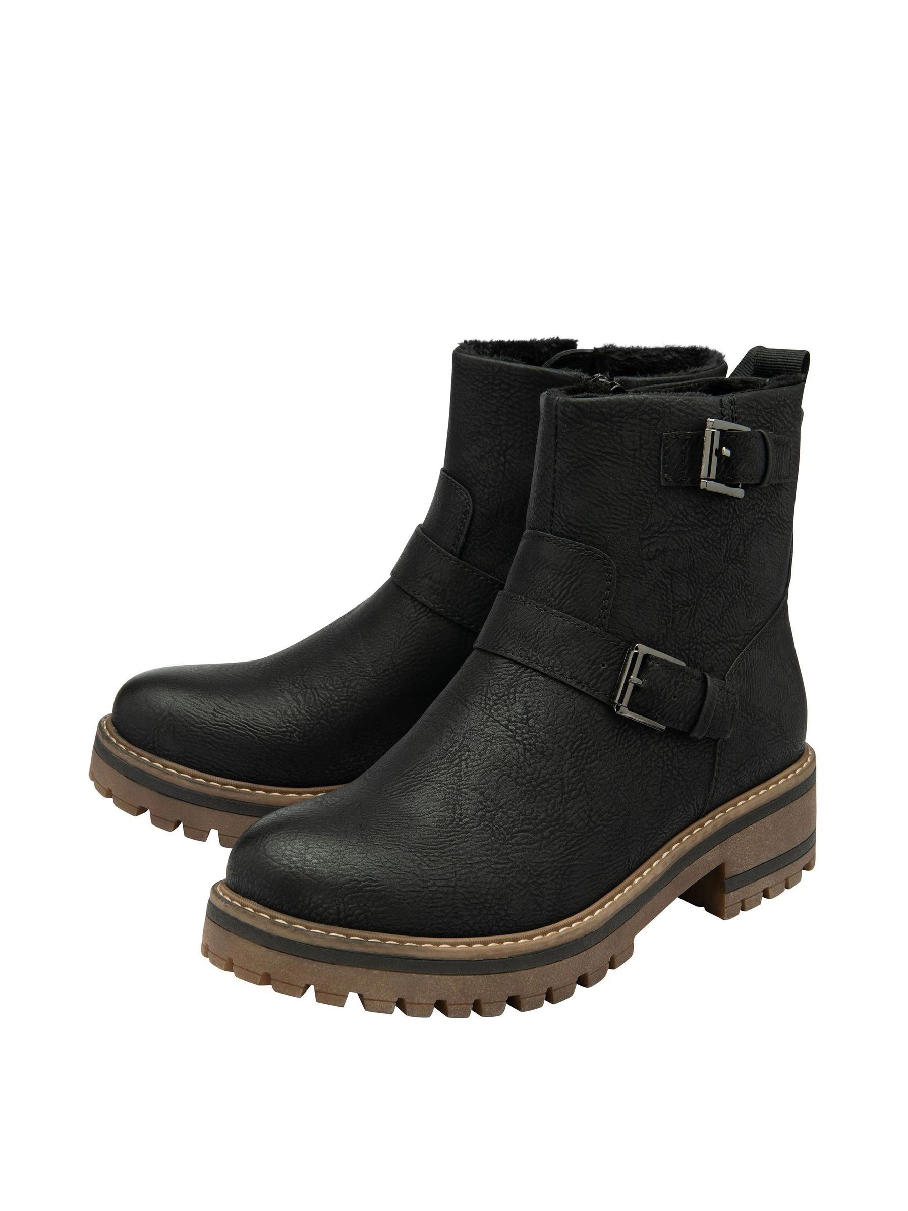 Lotus Black Zip-Up Ankle Boots