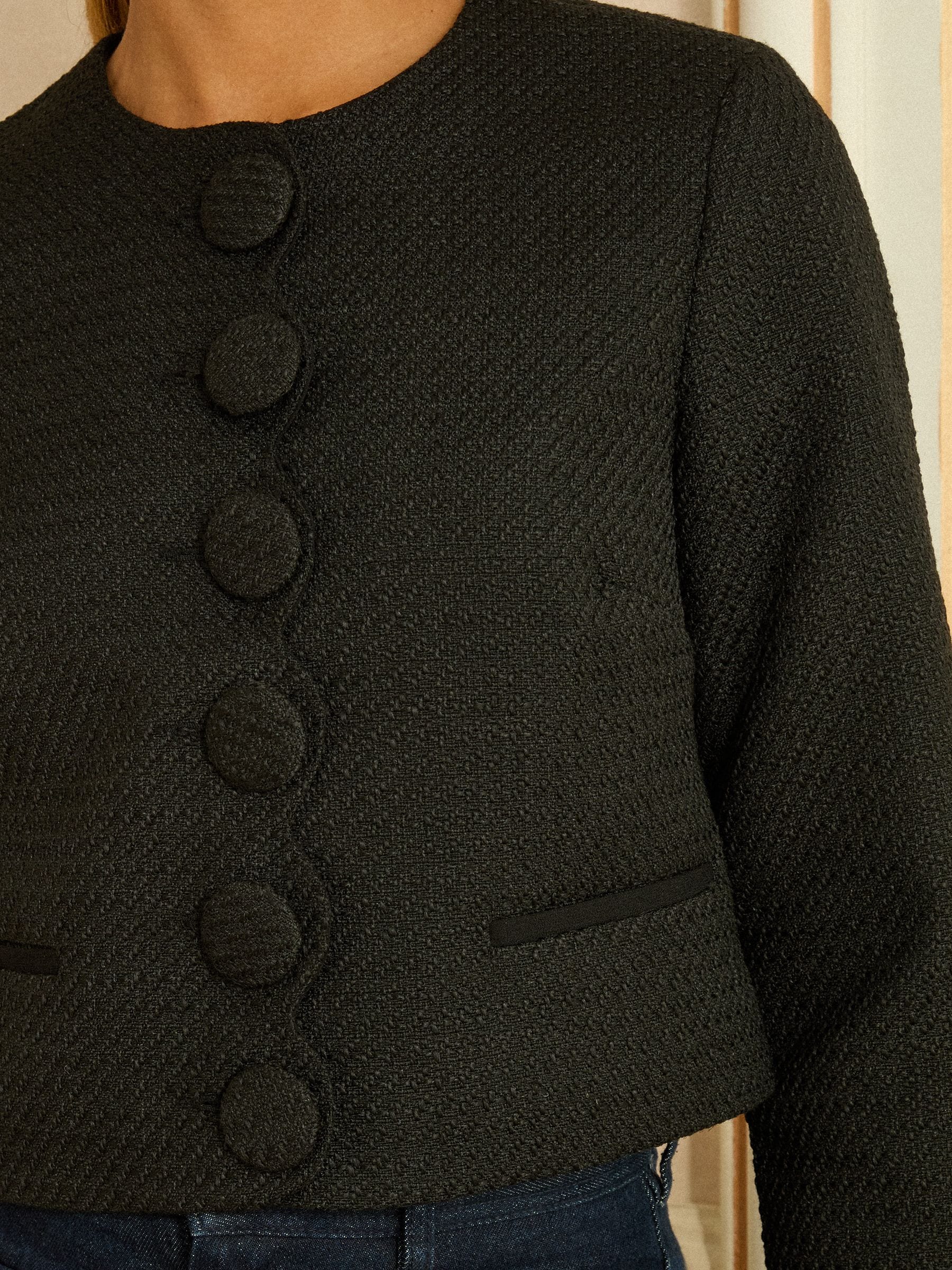 Love & Roses Black Boucle Scallop Blazer