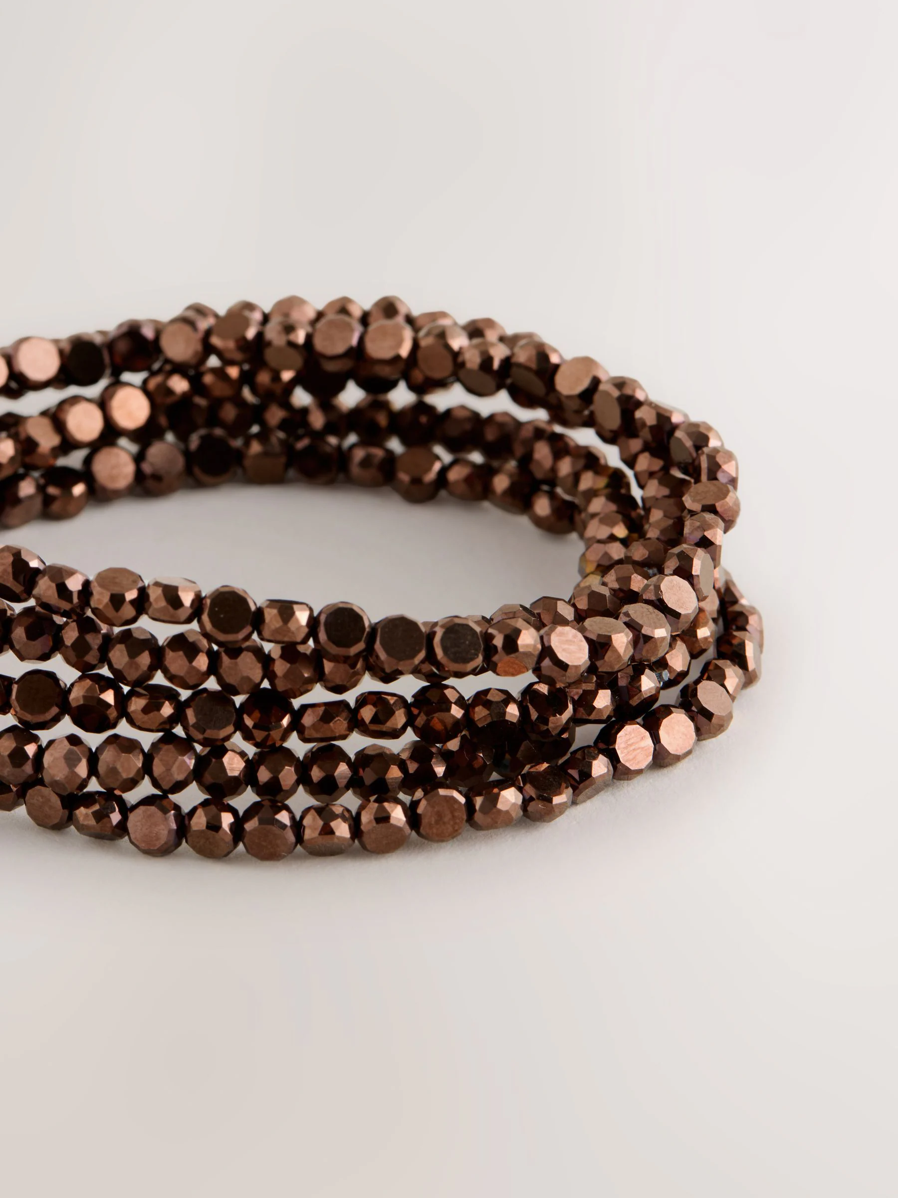 Chocolate Brown Flat Facetted Bead Stretch Bracelet Pack