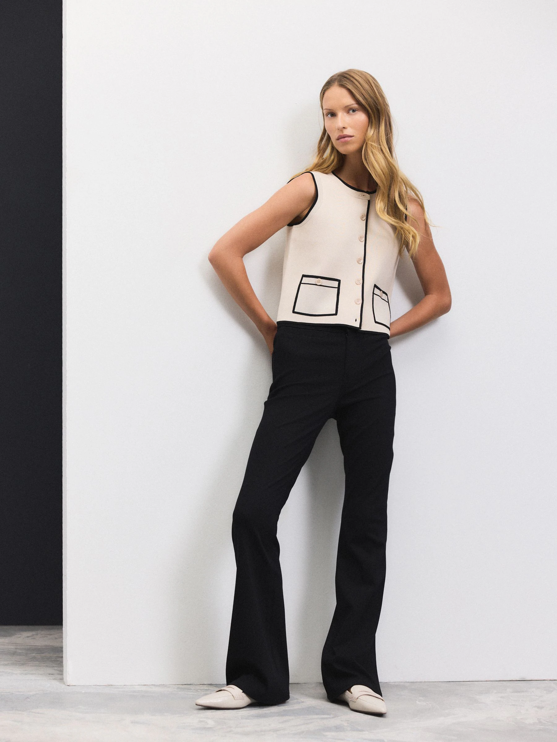 Black Flare Leg Denim Jersey Leggings