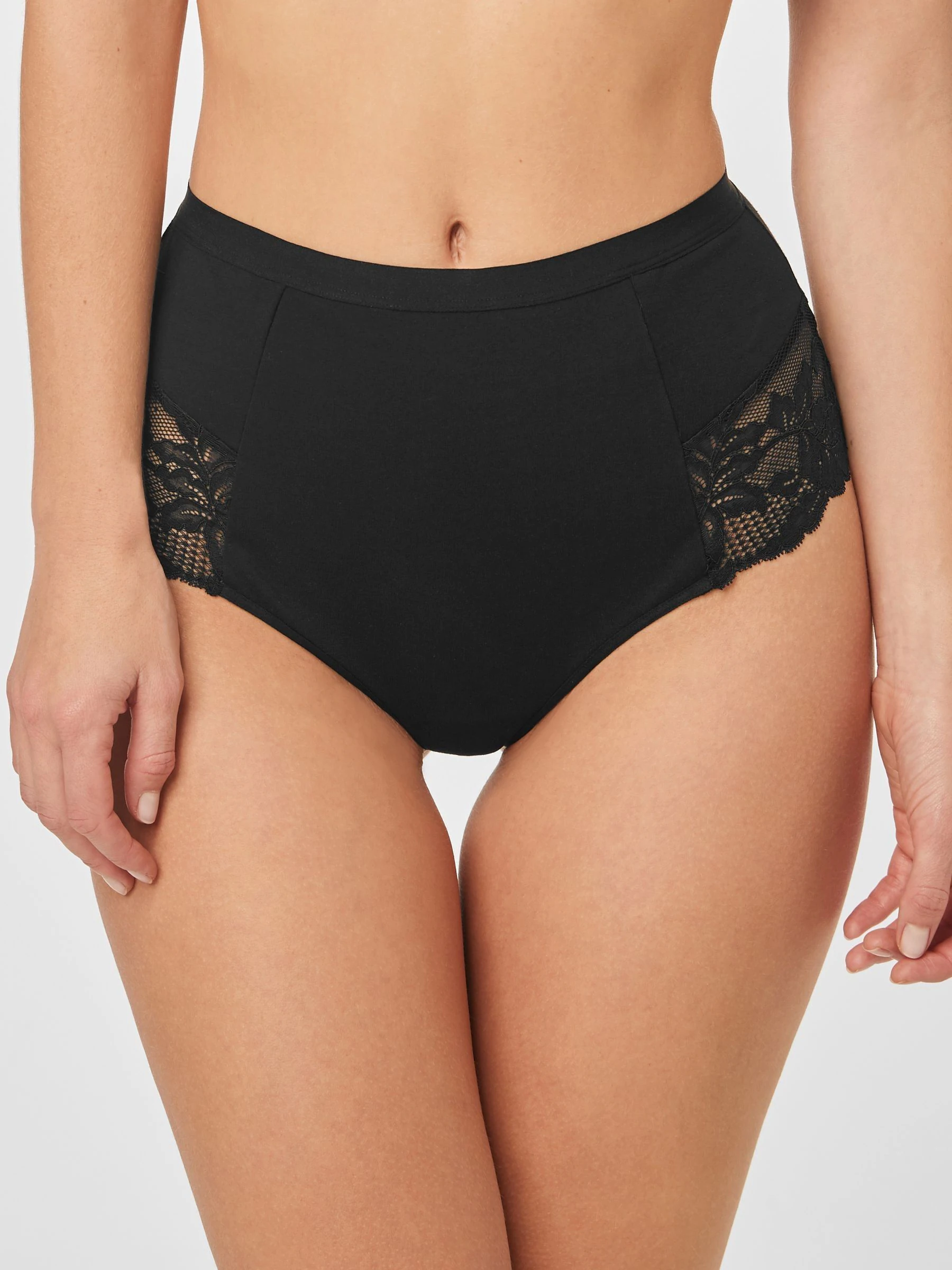 Black/White Cotton Tummy Control Shaping Thong Knickers 2 Pack