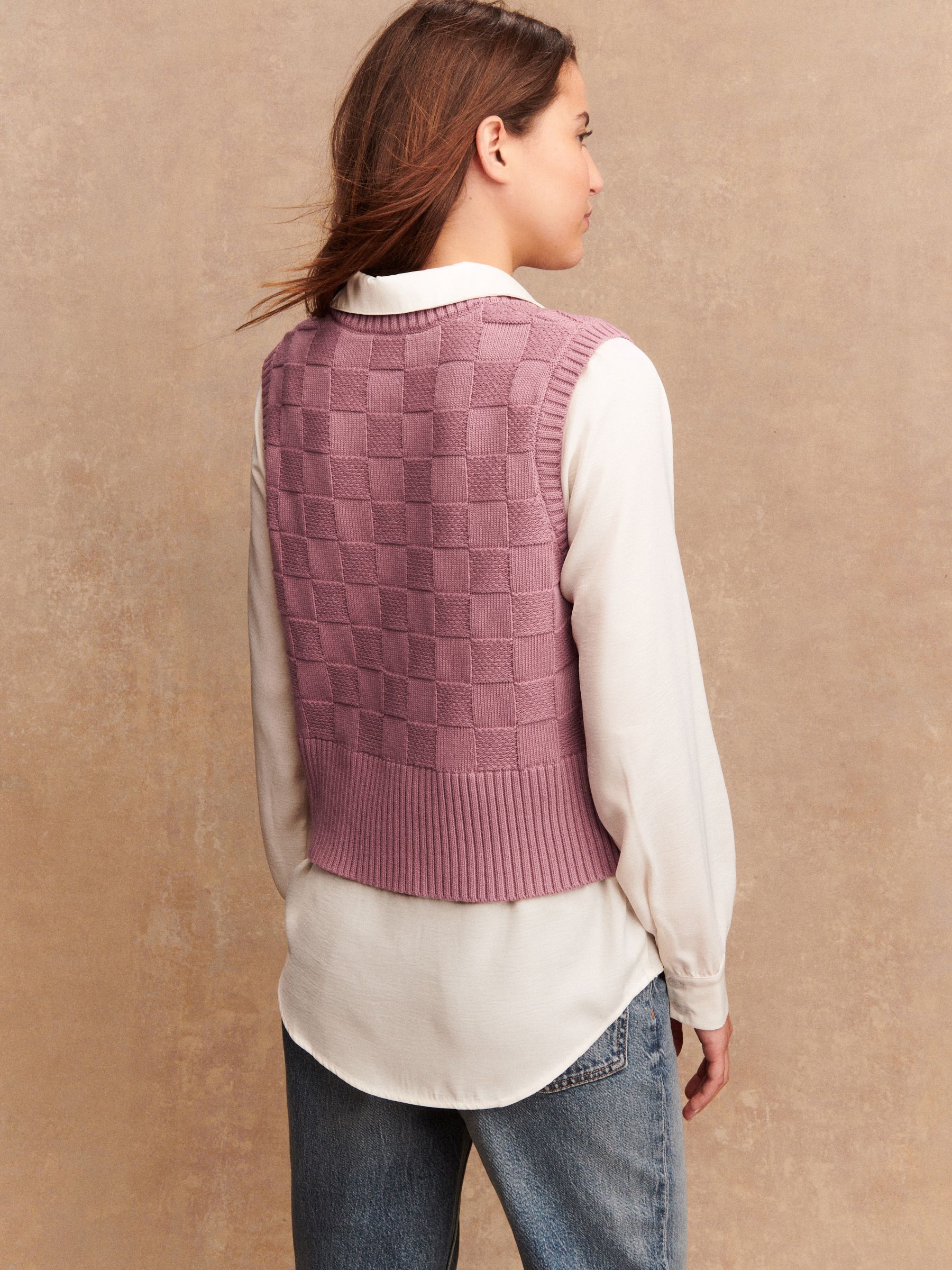 Blush Pink Knitted Tank Shirt Layer With Button Detail