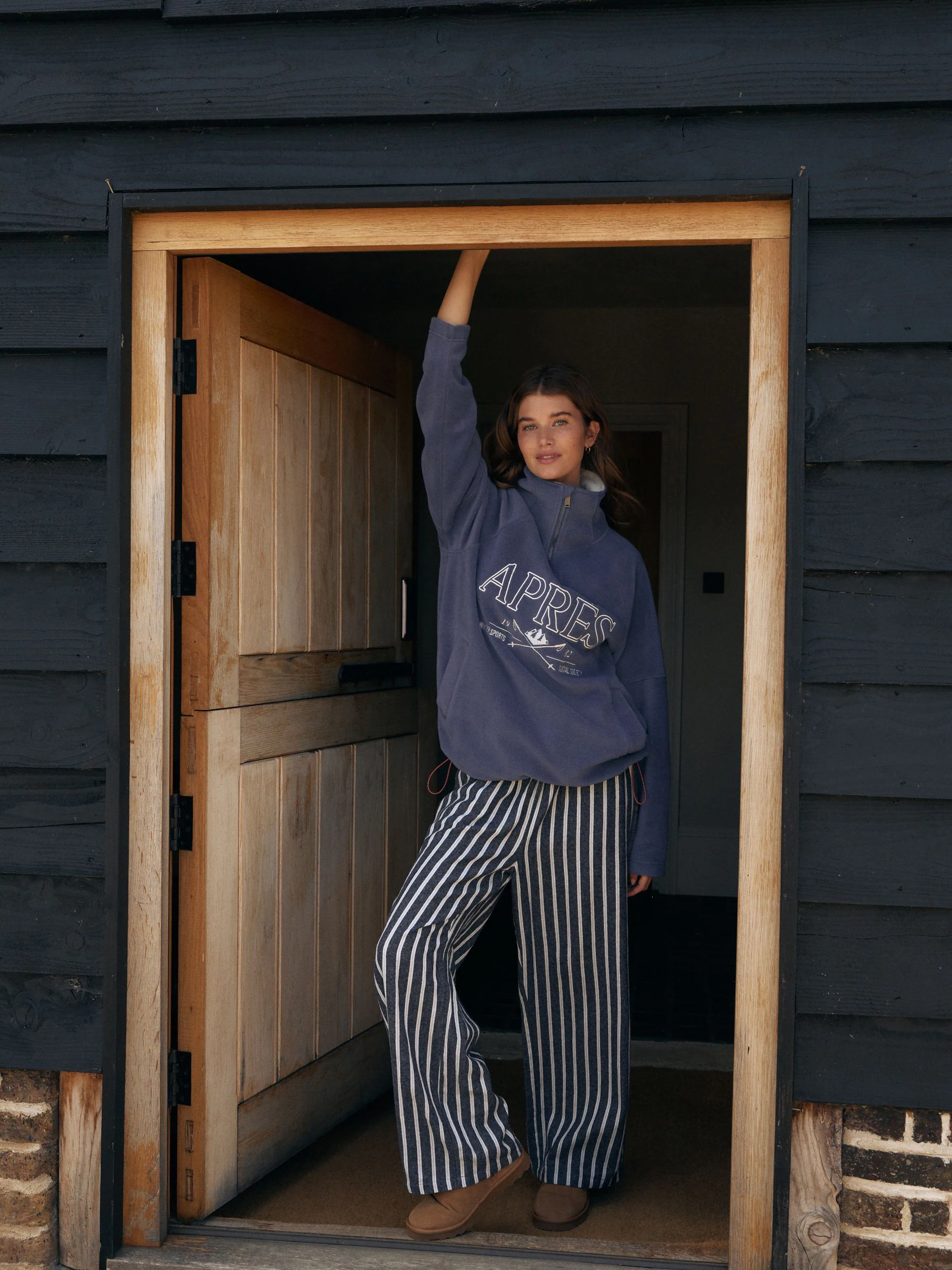 Blue Apres Half Zip Fleece Jumper