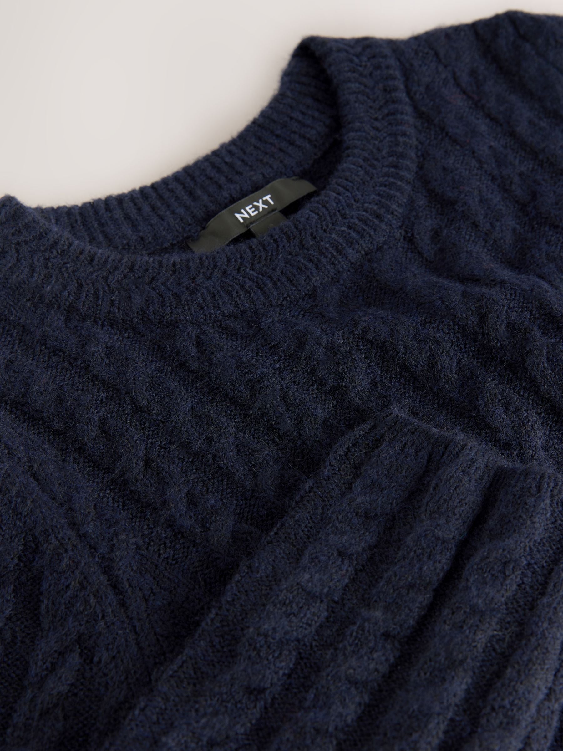 Navy Blue Cable Knit Mini Jumper Dress