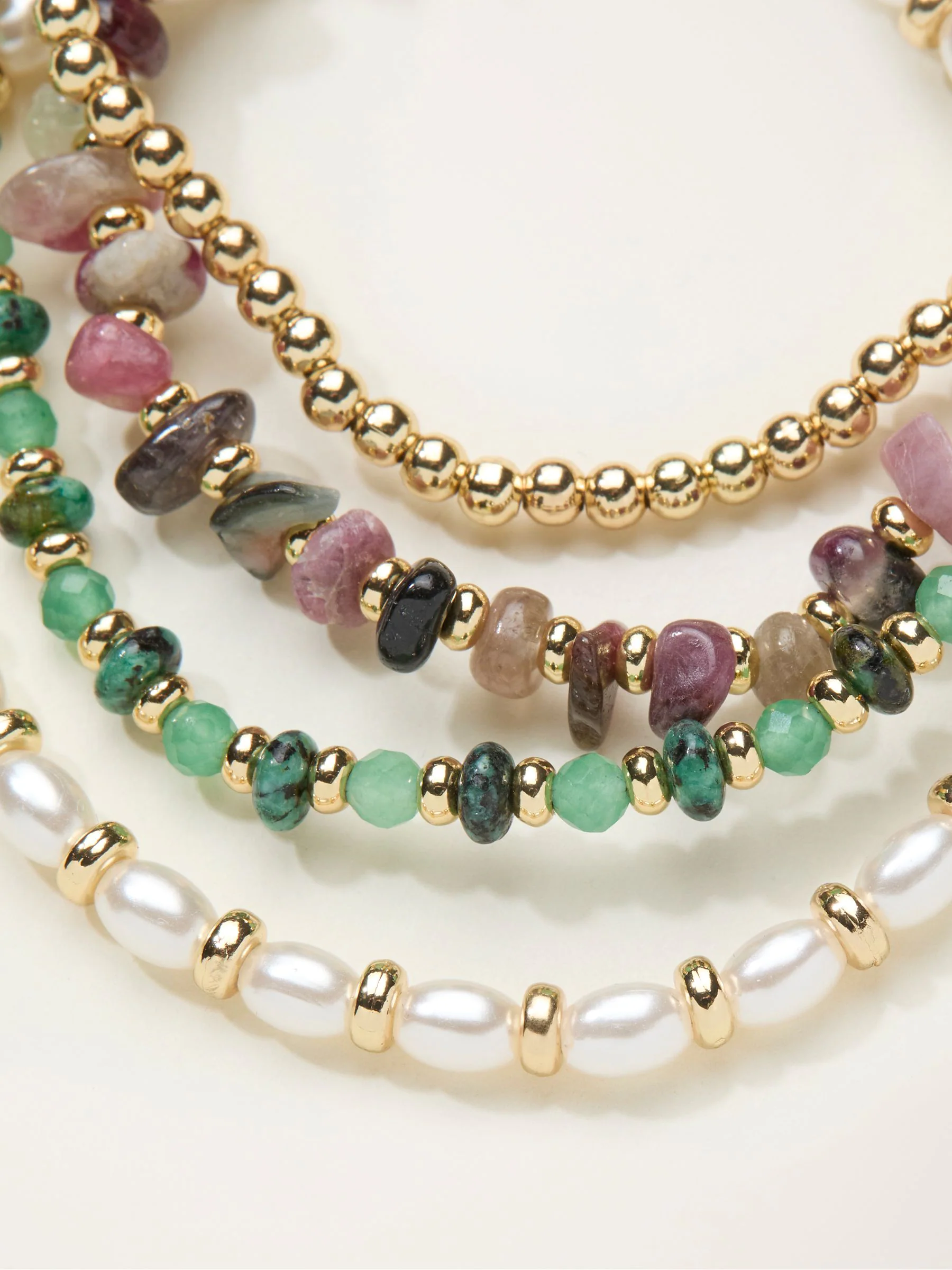 FatFace Green Multi Stretch Bracelets