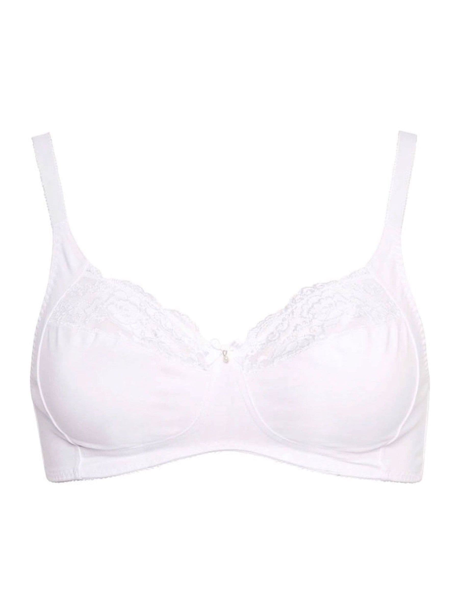 Yours Curve White Non Wired Cotton Lace Trim Bra