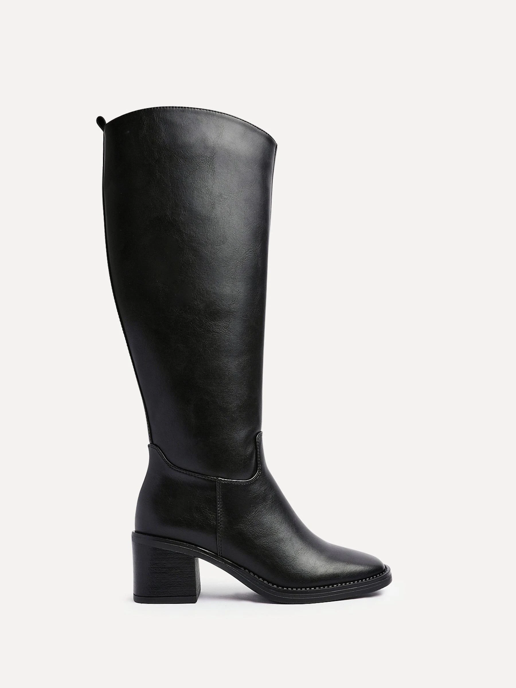 Linzi Black Brandy Block Heel High Leg Boots