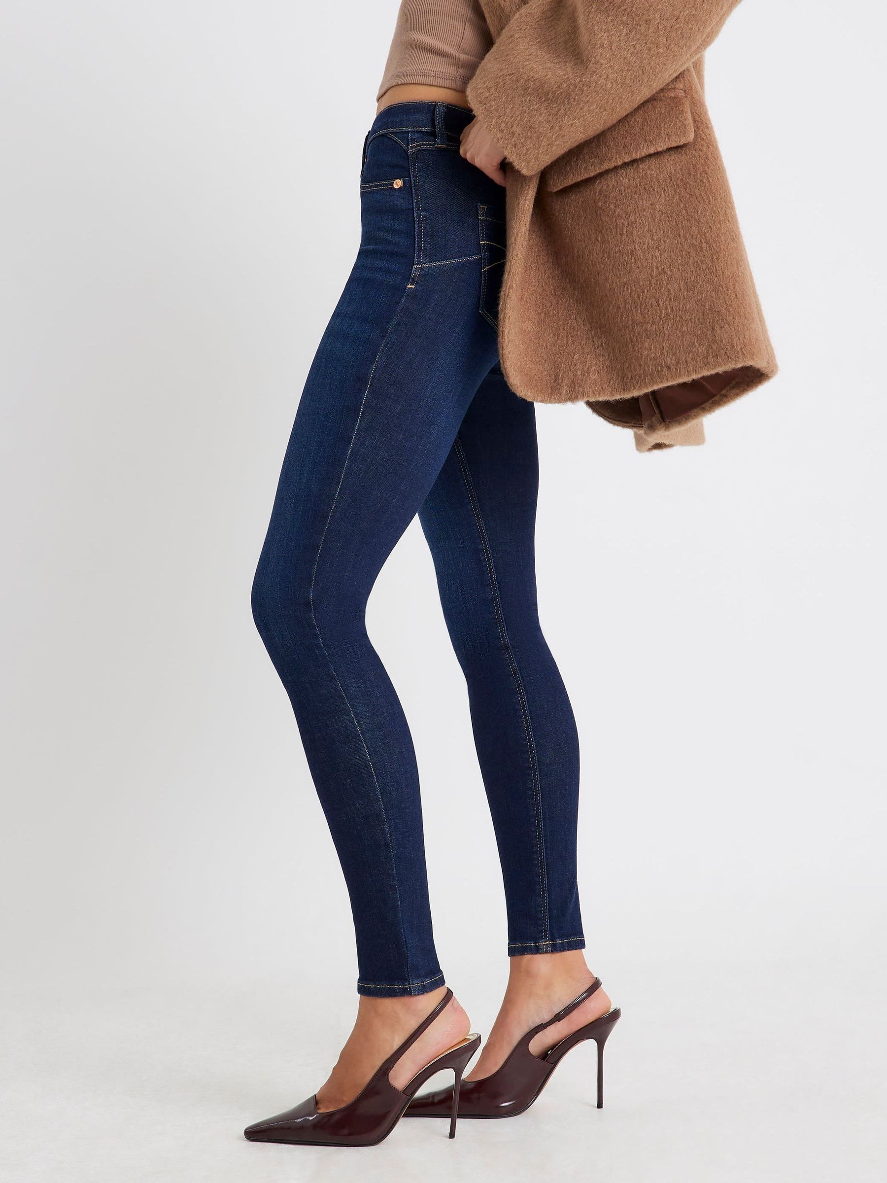 River Island Blue Mid Rise Sculpt Skinny Jeans