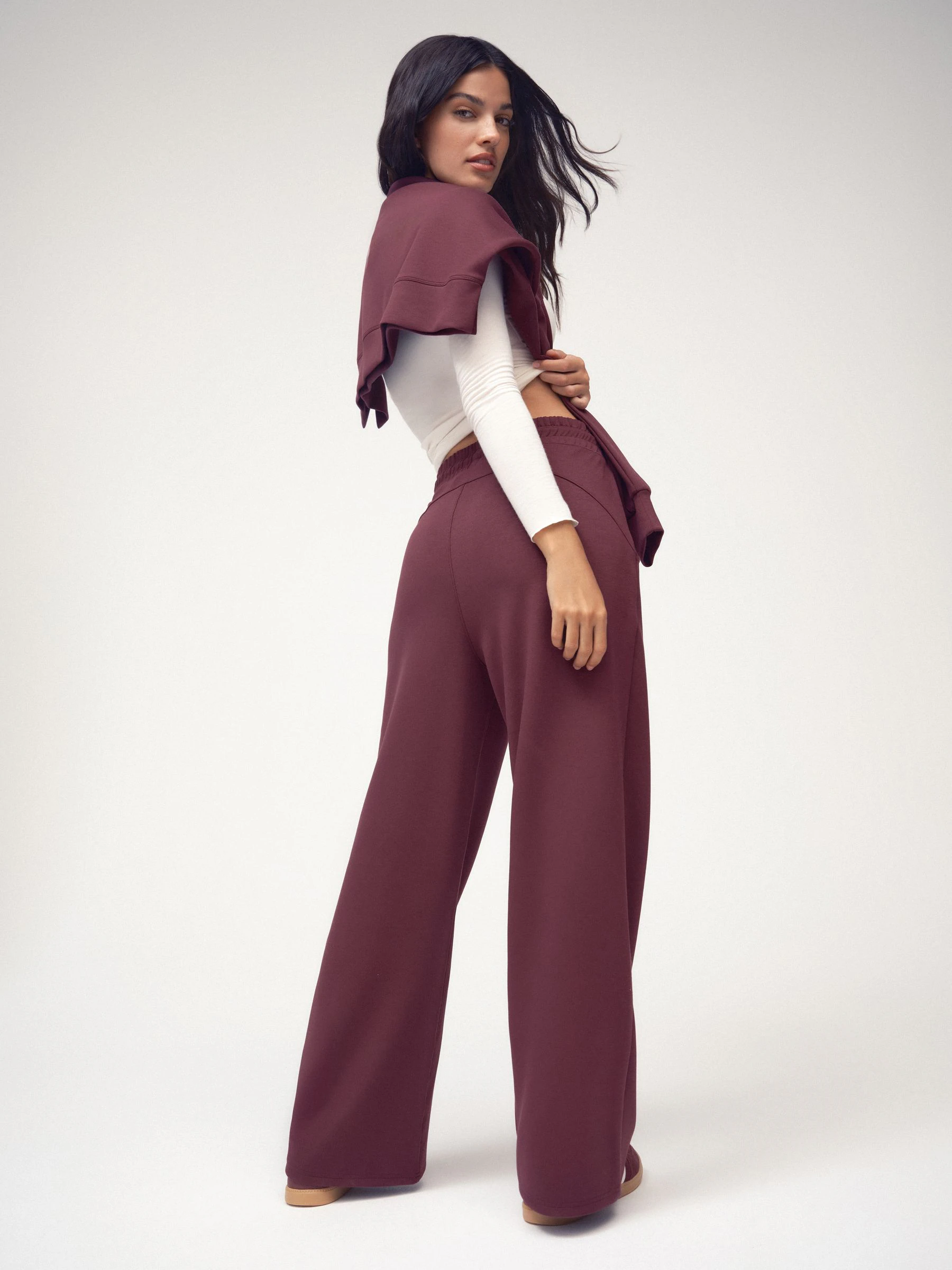 OSIA Burgundy Red Wide Leg Modal Joggers