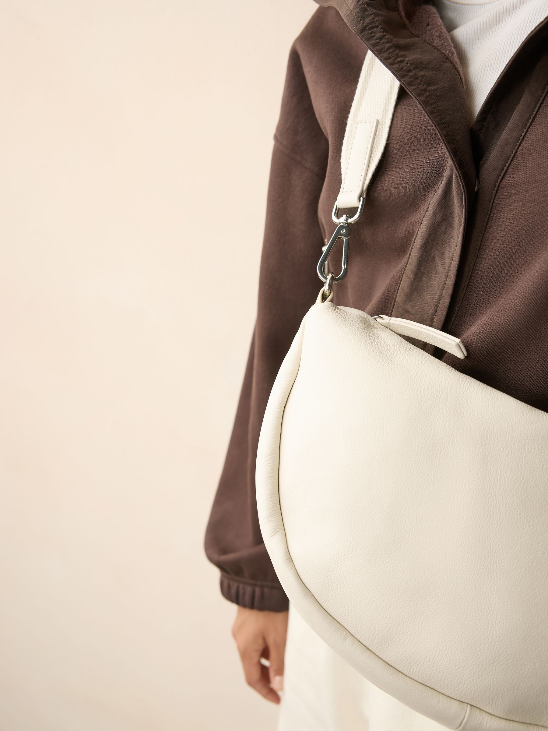 Bone Leather Sling Cross-Body Bag