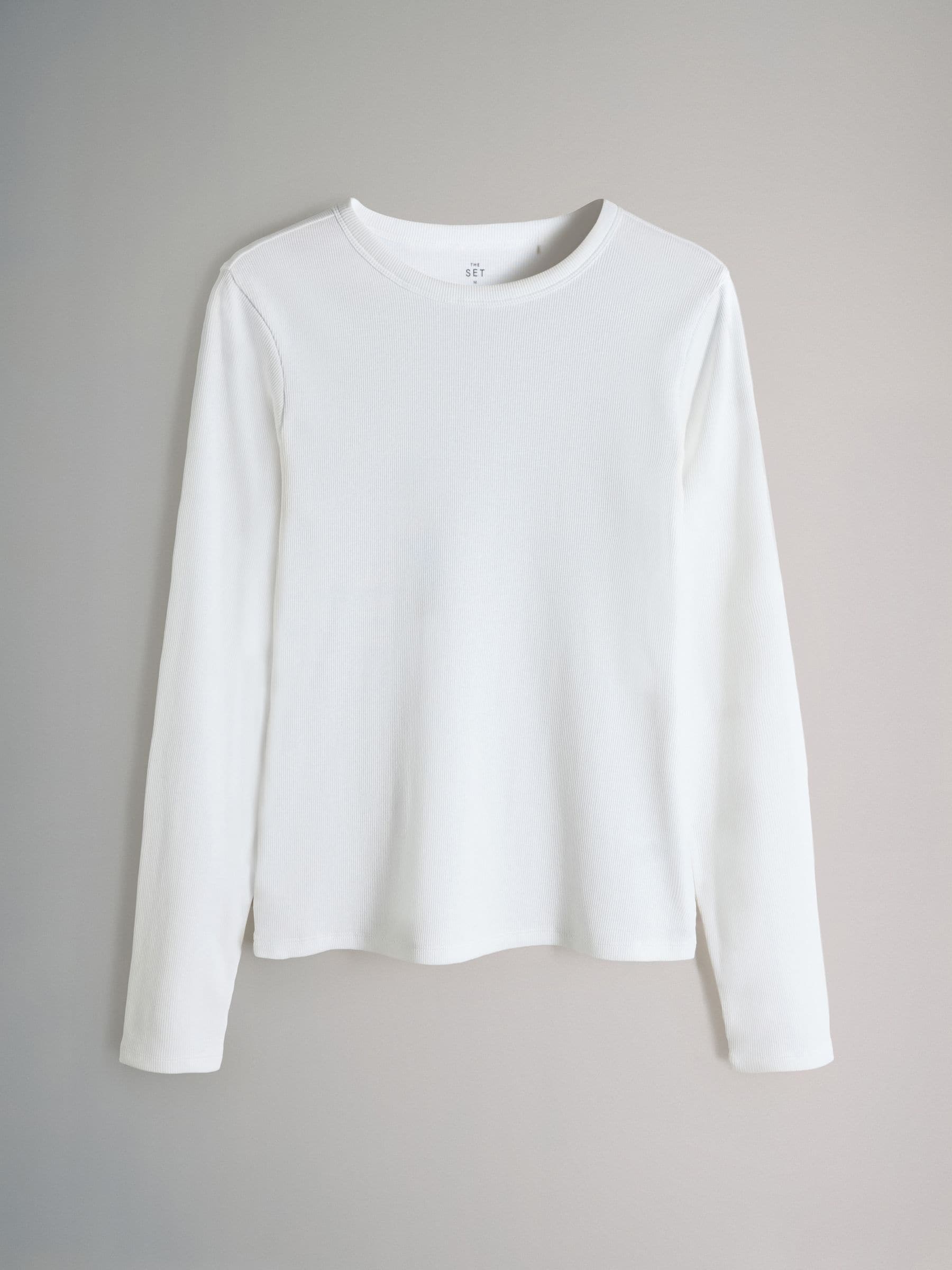 The Set 4 Pack Long Sleeve Ribbed T-Shirts Chocolate Brown/Light Blue/Stripe/White