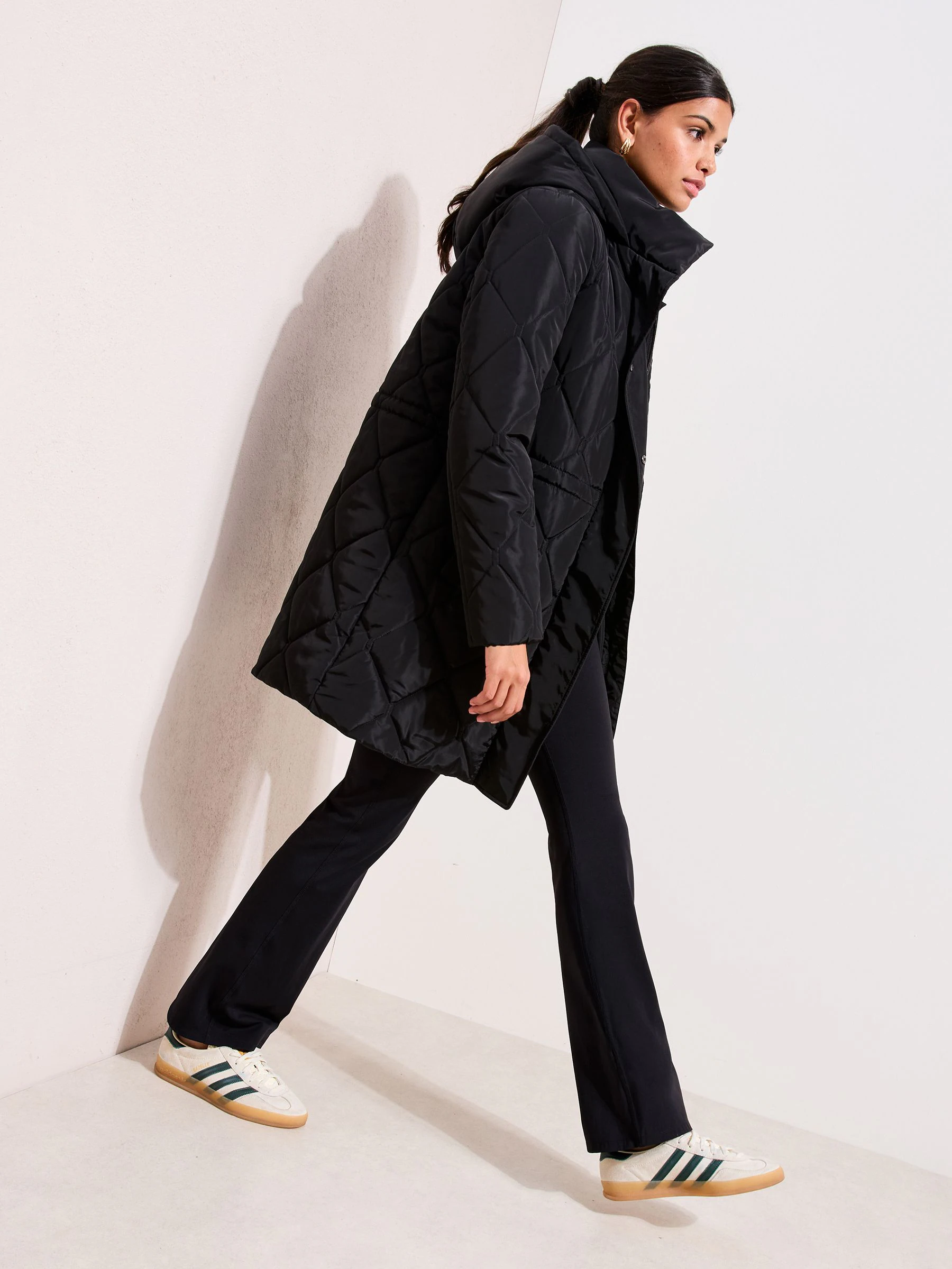 Friends Like These Black Mid Length Padded Coat