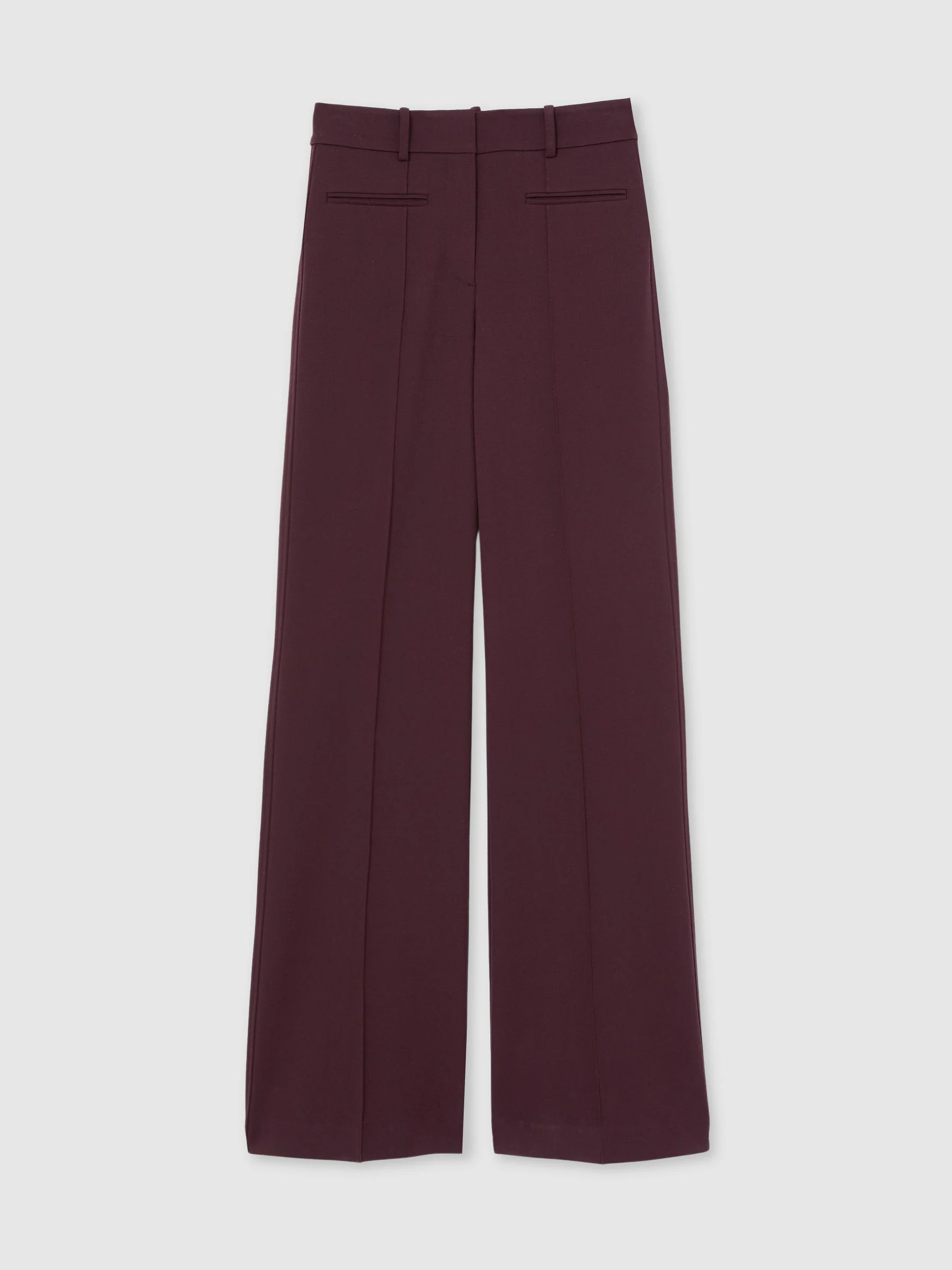 Reiss Burgundy Claude High Rise Flared Trousers
