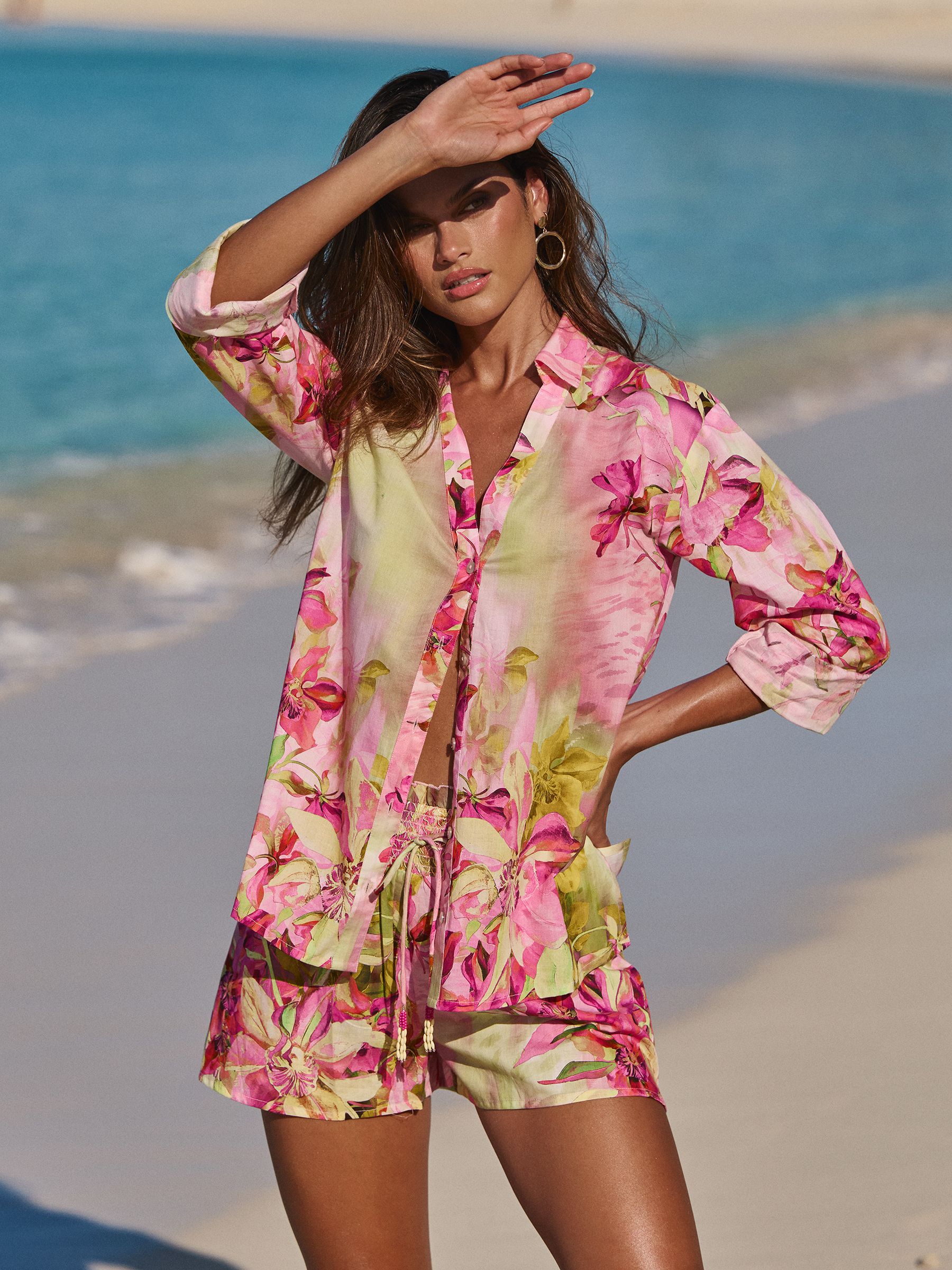 Lipsy Multi Floral Printed Beach Shirt