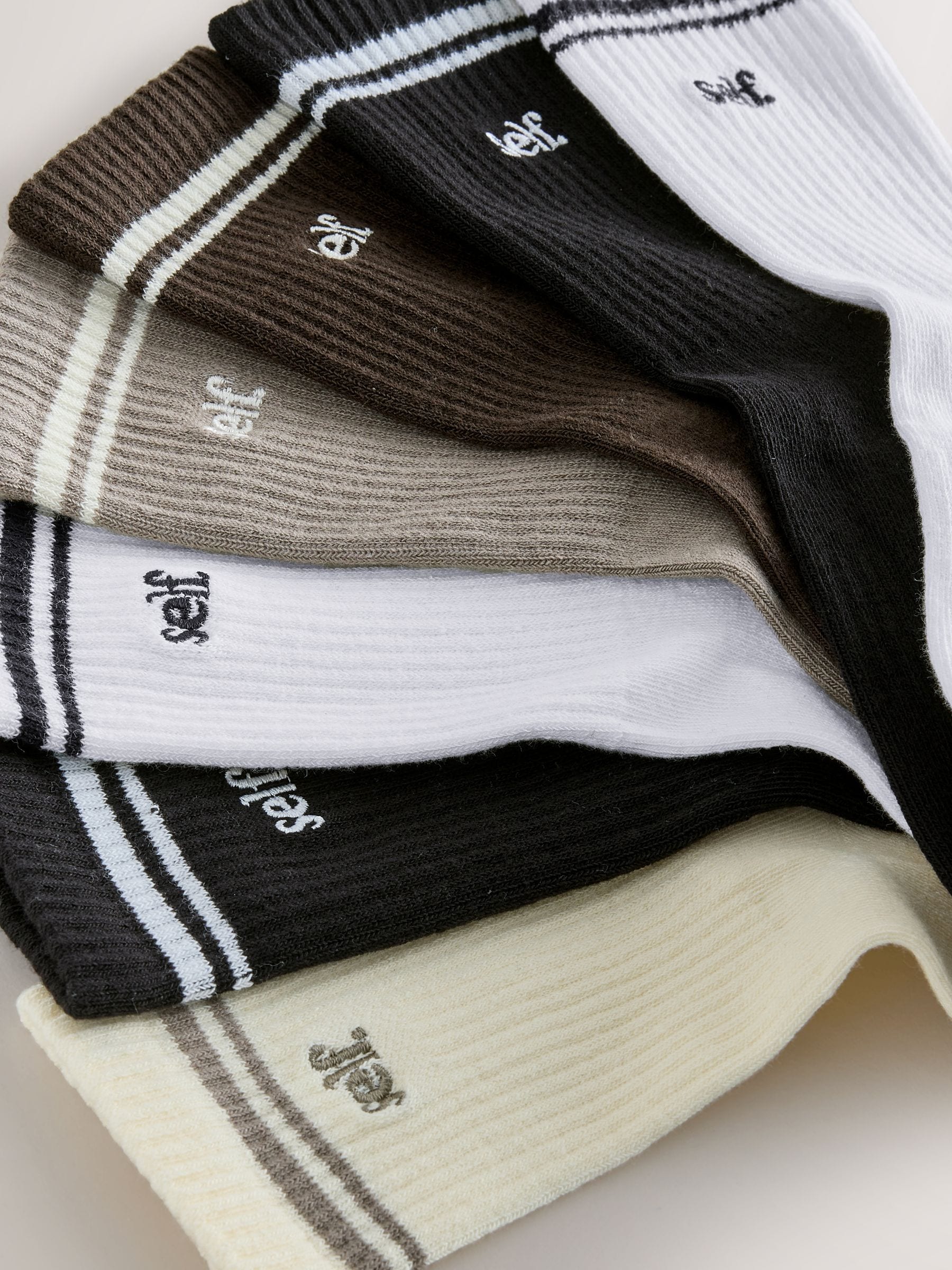 self. Neutral/Black Cushion Sole Lounge Ankle Socks 7 Pack