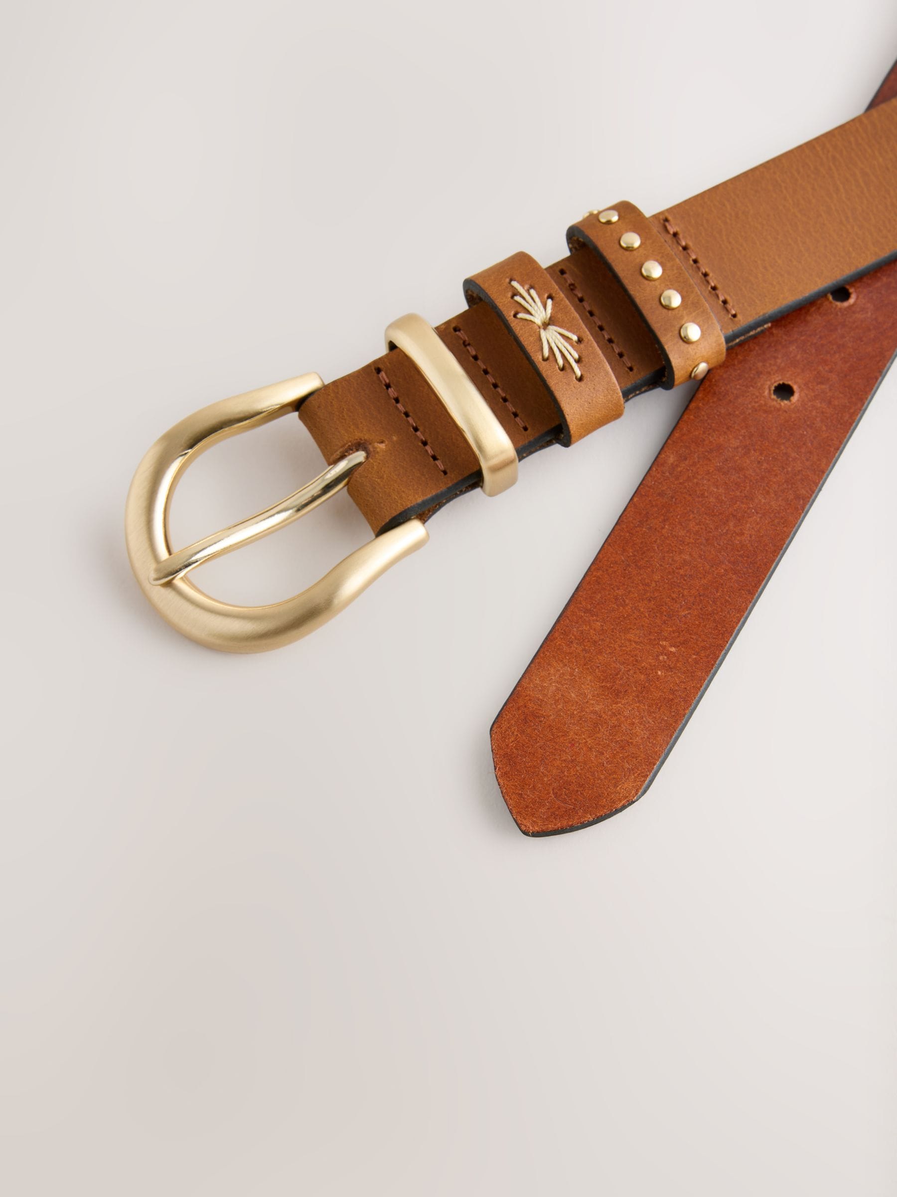 Tan Brown Regular Western Leather Belt