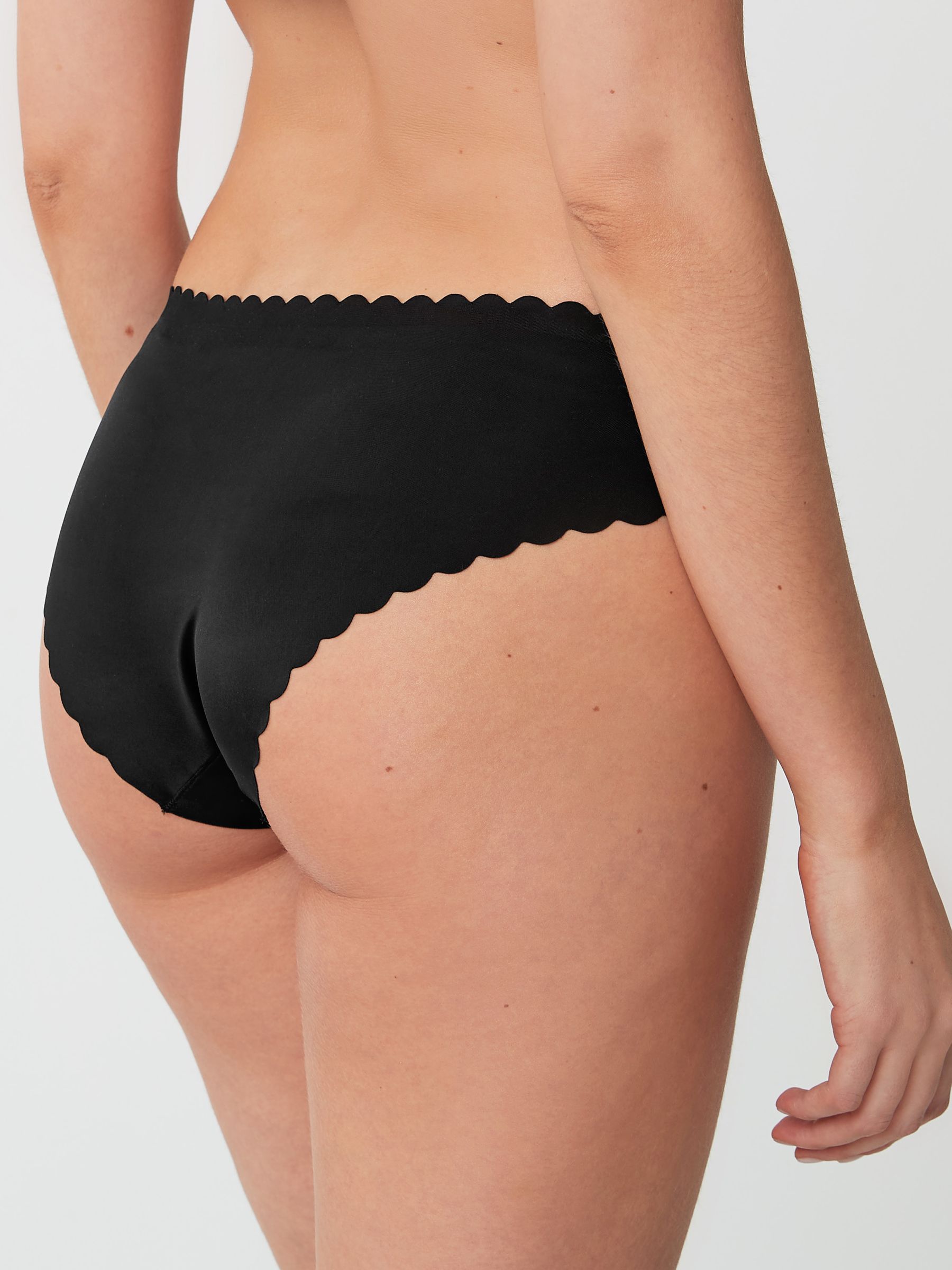 Black Brazilian No VPL Scallop Edge Knickers