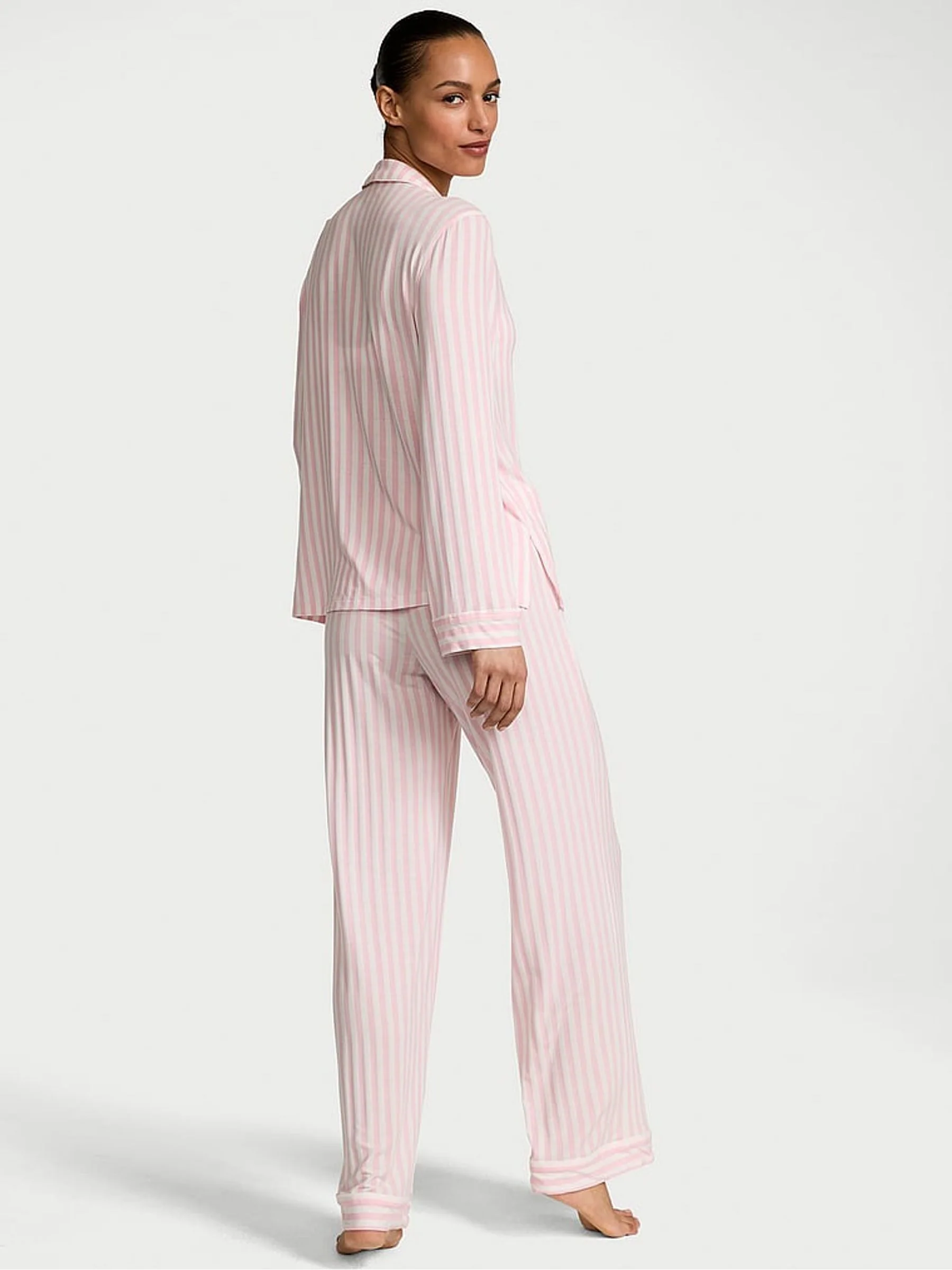 Victoria's Secret Pretty Blossom Pink Stripe Modal Long Pyjamas Set