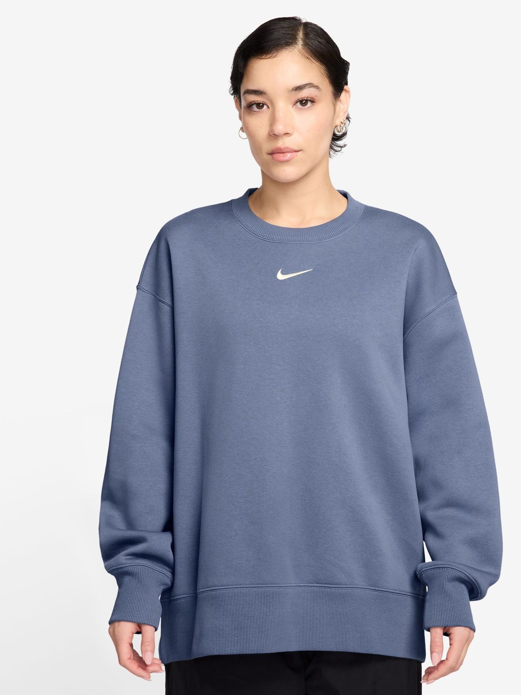 Nike Blue Oversized Fleece Crew Neck Sweatshirt