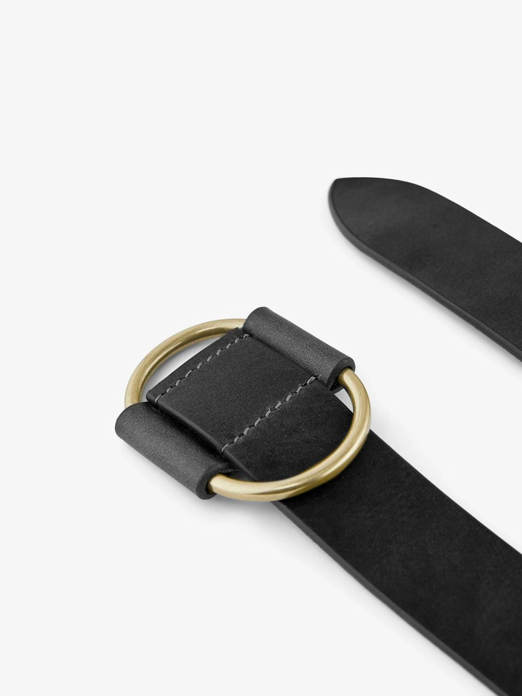 PIECES Black Leather Belt