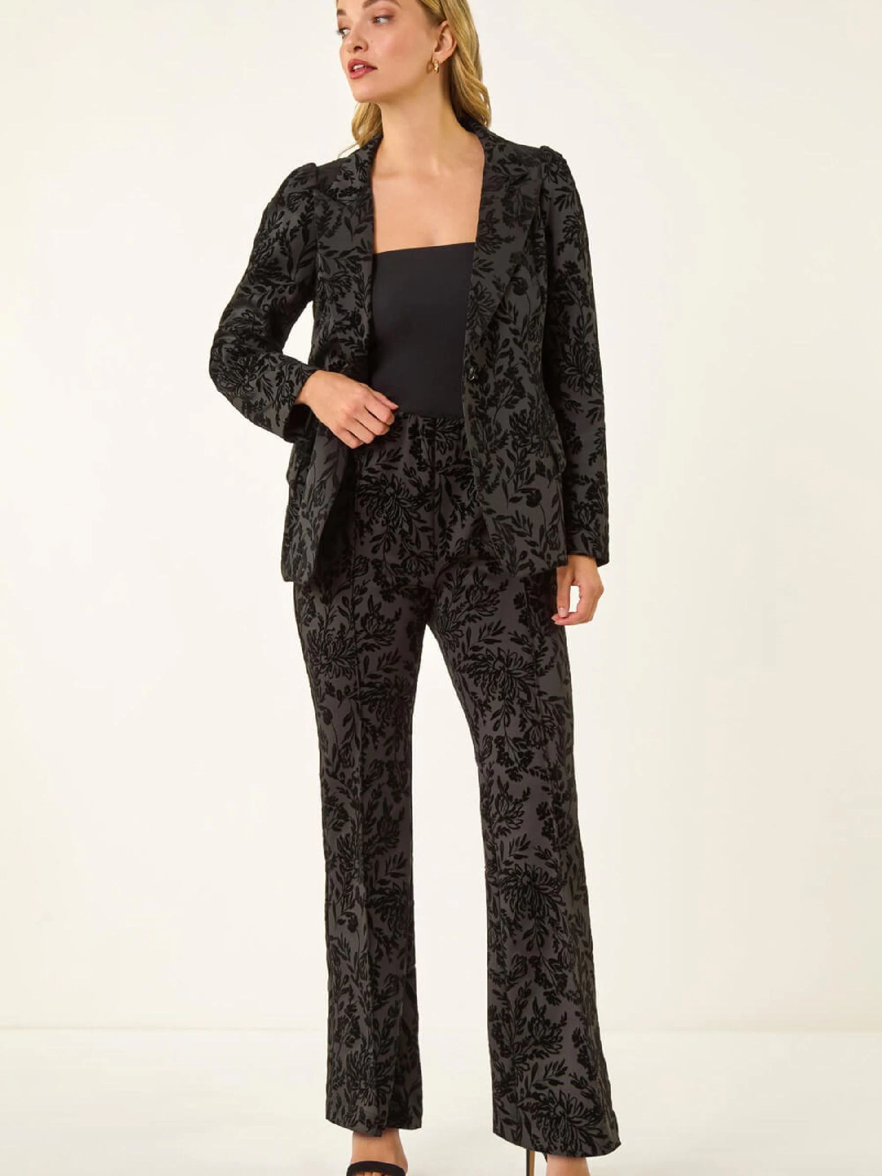 Roman Black Flocked Premium Stretch Blazer