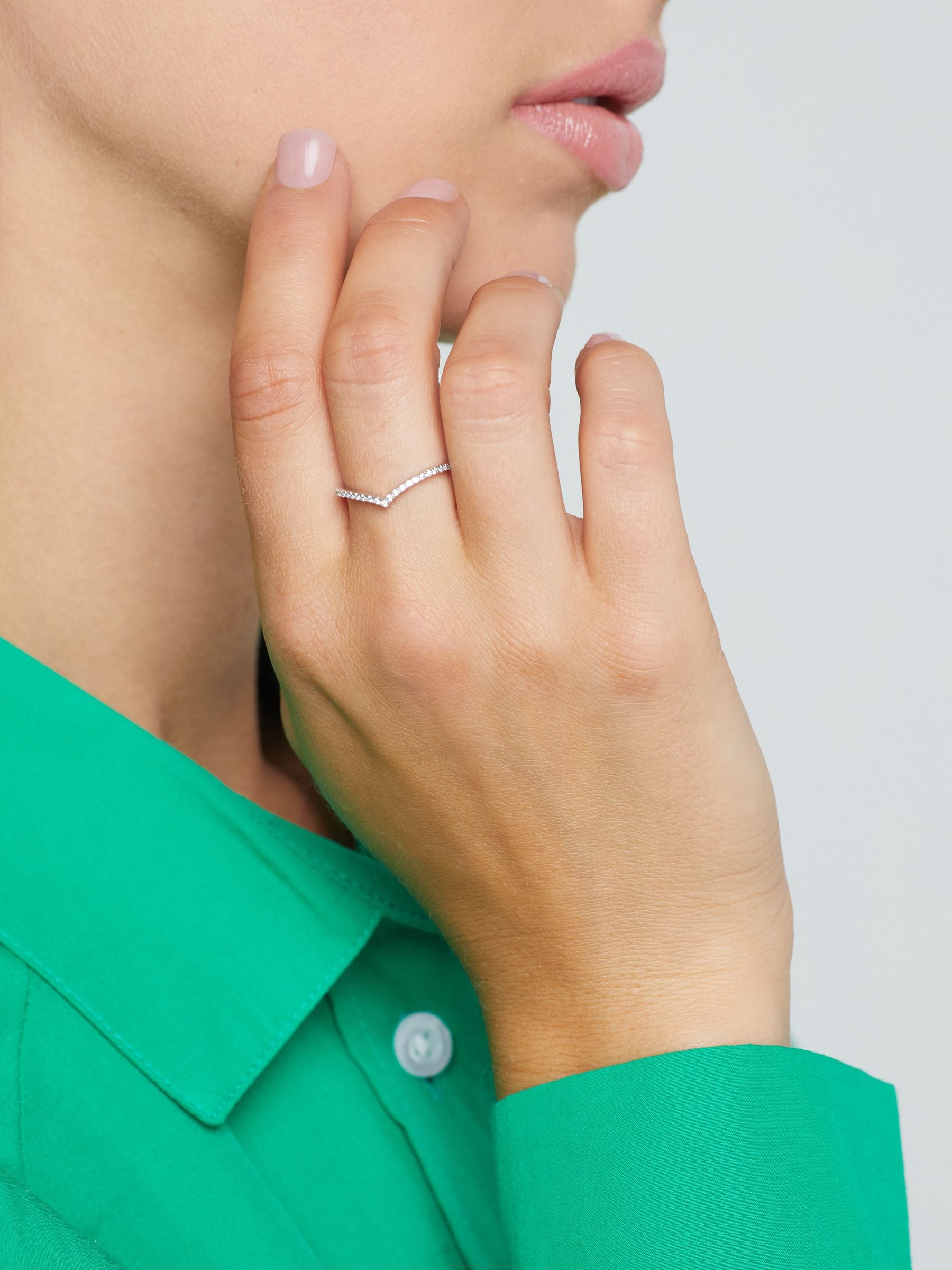 Sterling Silver Sparkle Wishbone Ring