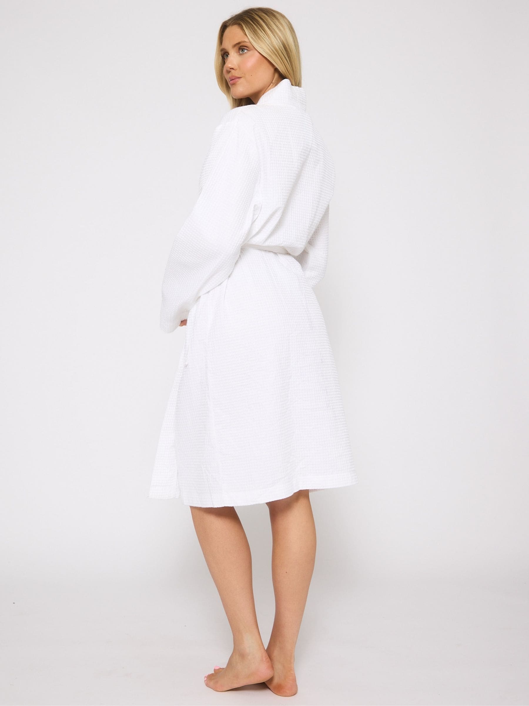 Loungeable White 100% Cotton Waffle Robe