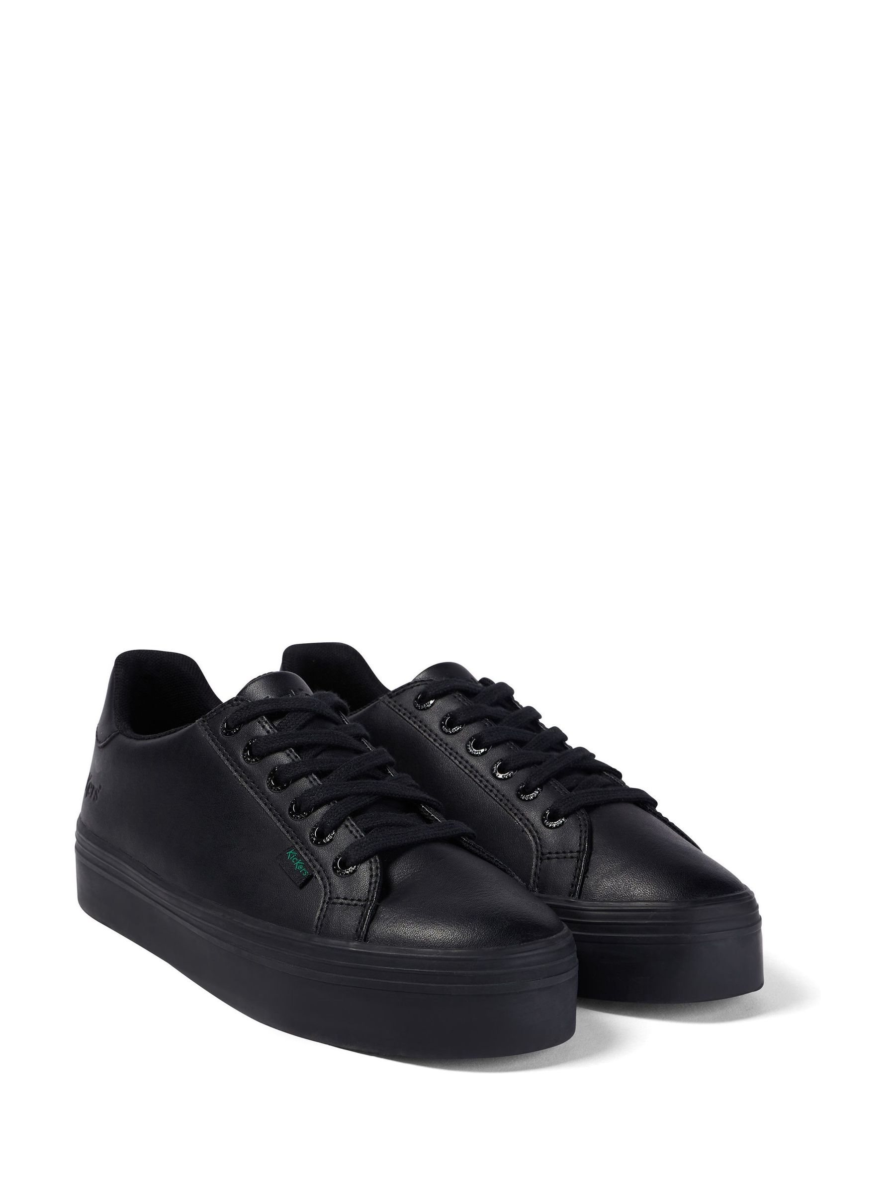 Kickers Black Leather Womens Tovni Stack Leather Trainers