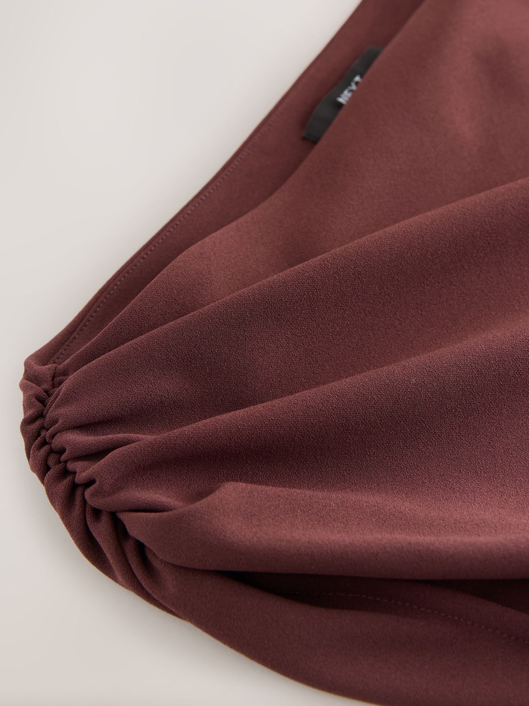 Chocolate Brown Draped Midi Ruched Dress