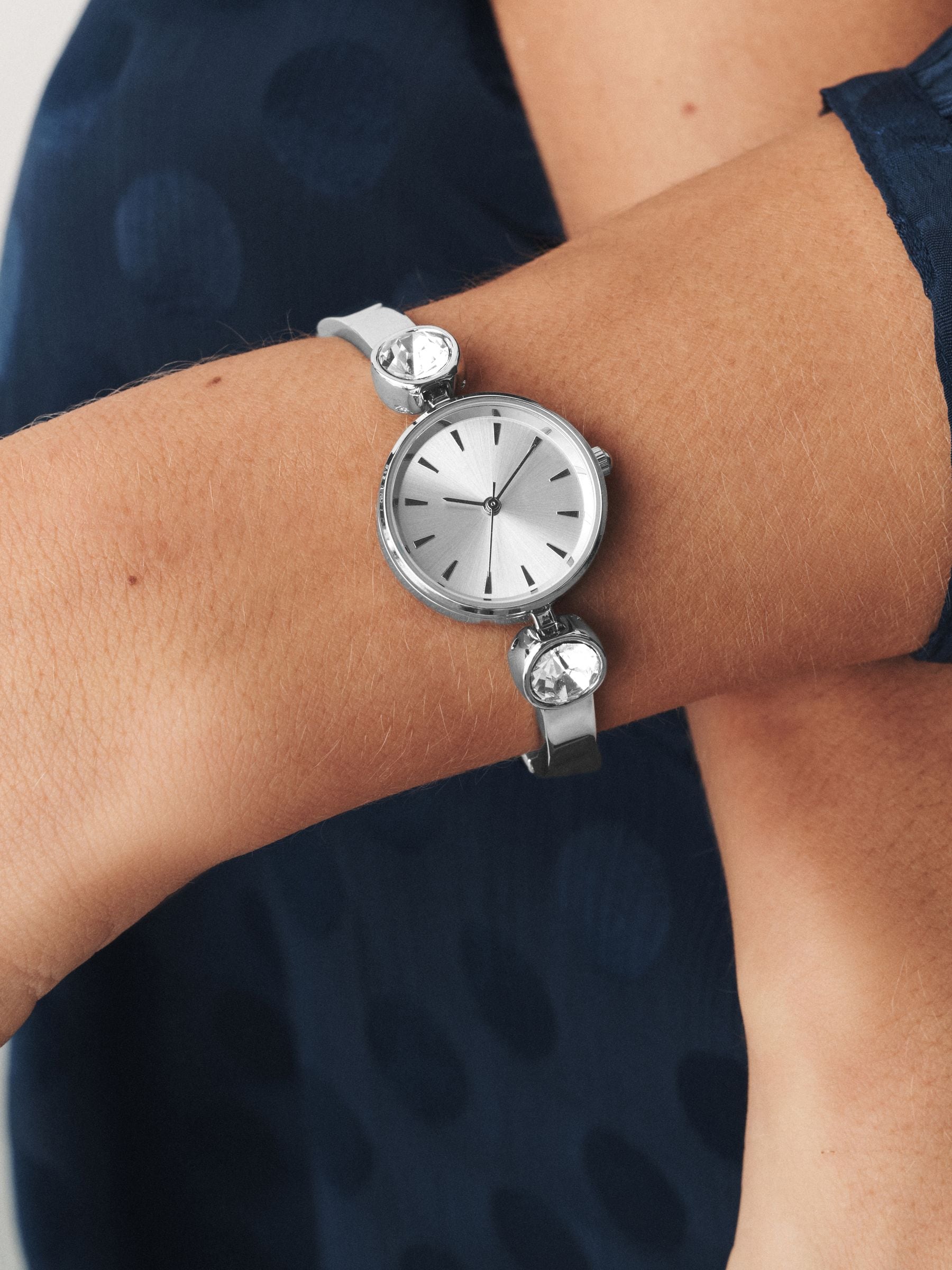 Silver Tone Sparkle Bracelet Watch