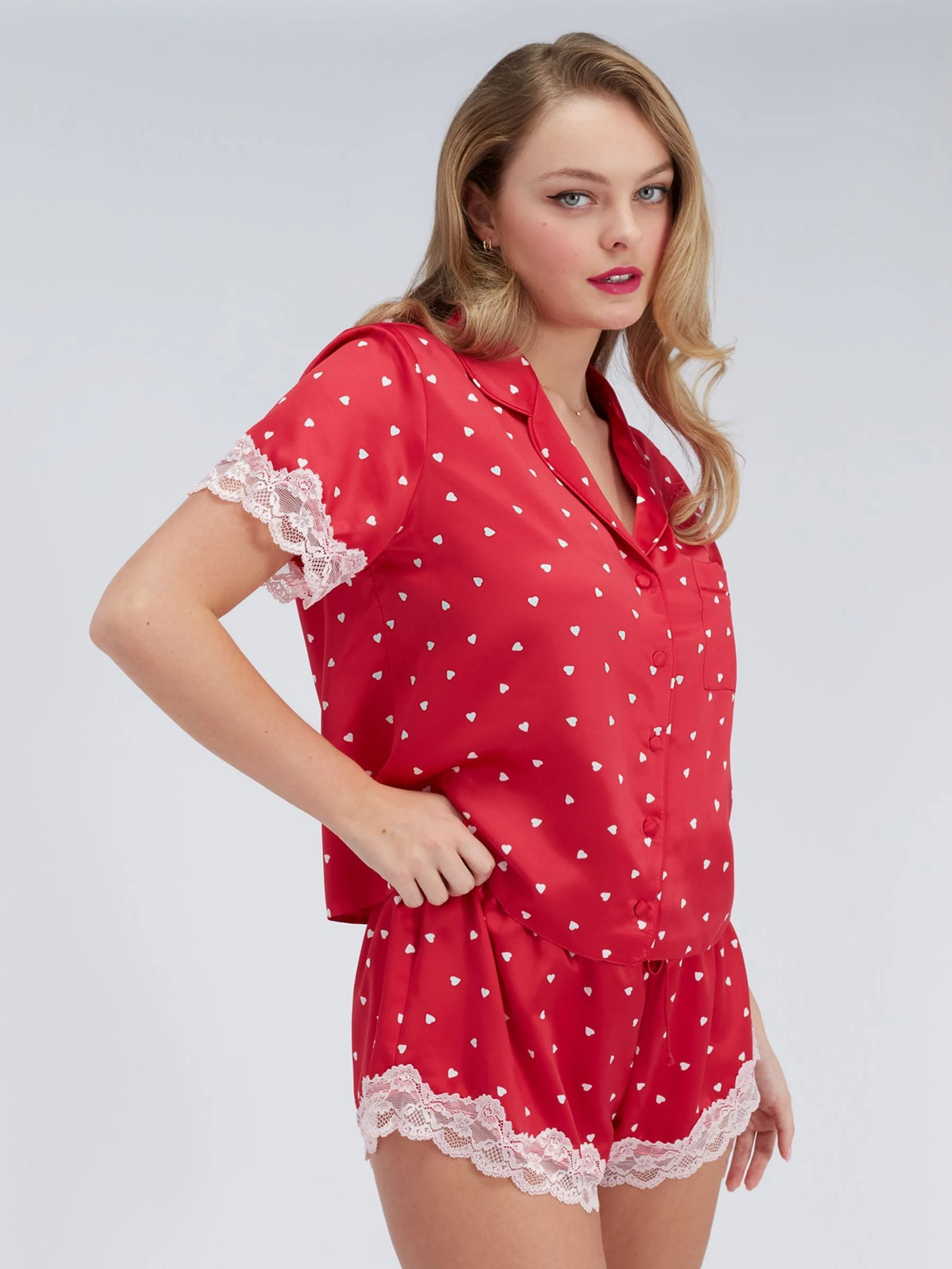Boux Avenue Red Amelia Satin Short Pyjamas Set