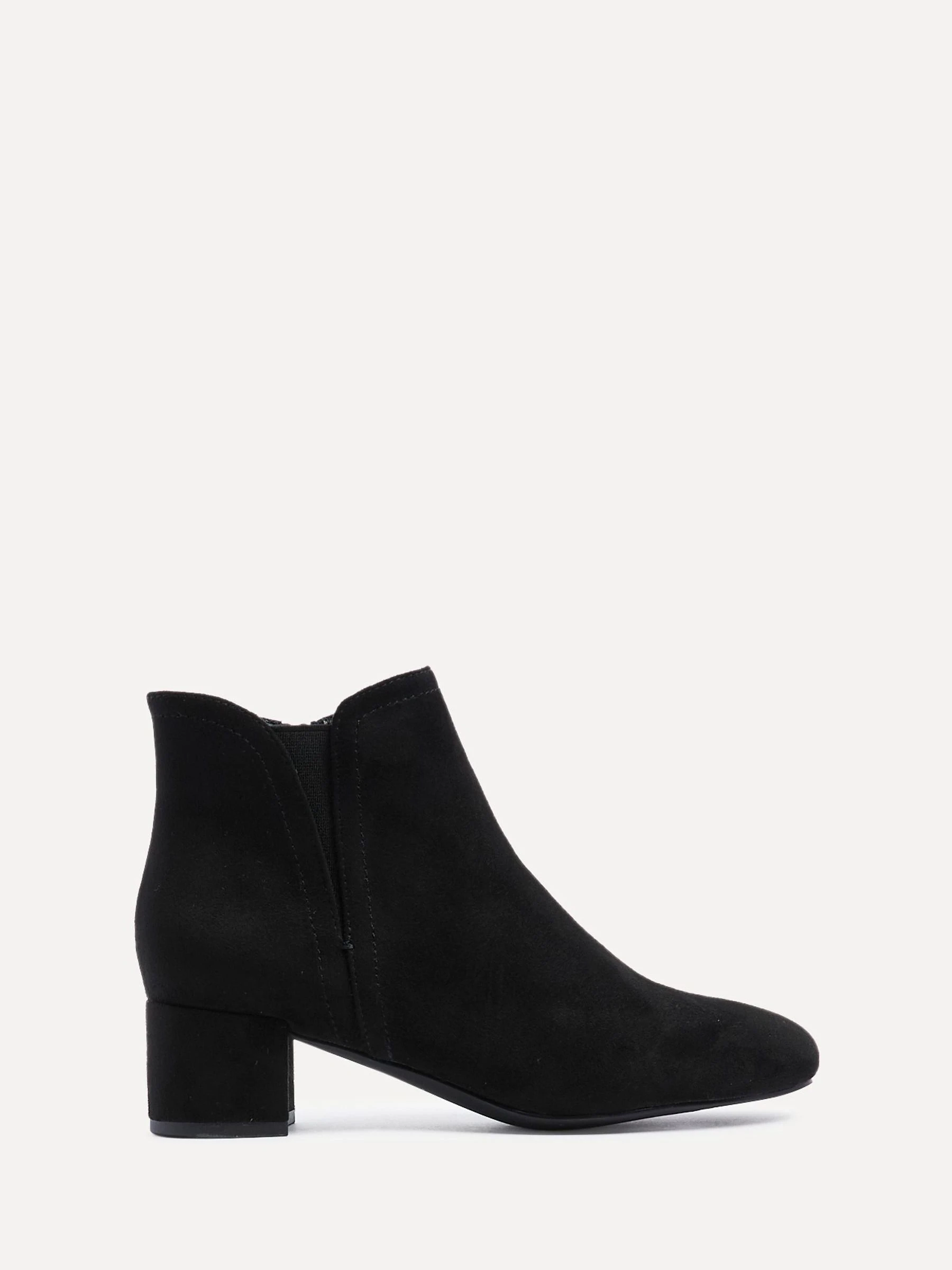 Linzi Black Ground Manor Low Block Heeled Ankle Boots