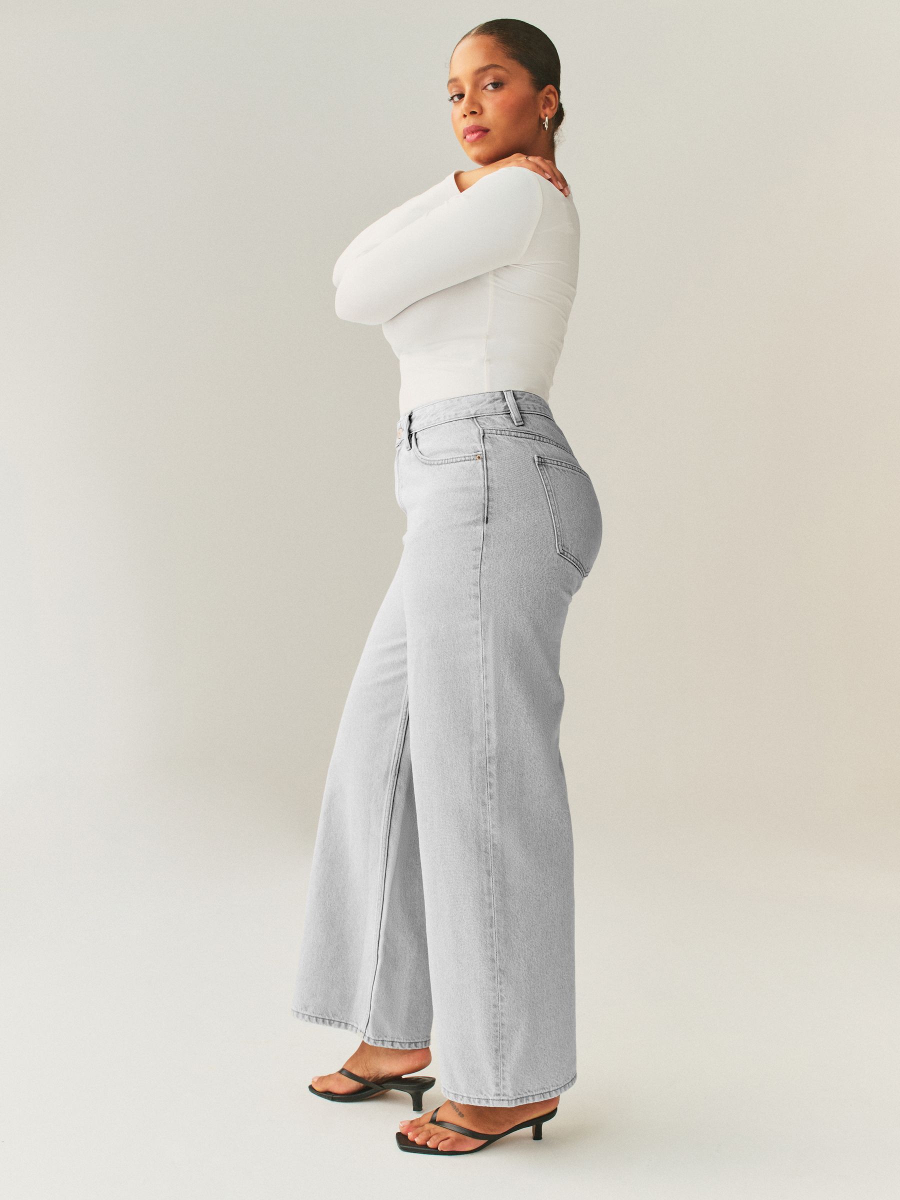 Grey Hourglass Wide Leg Jeans