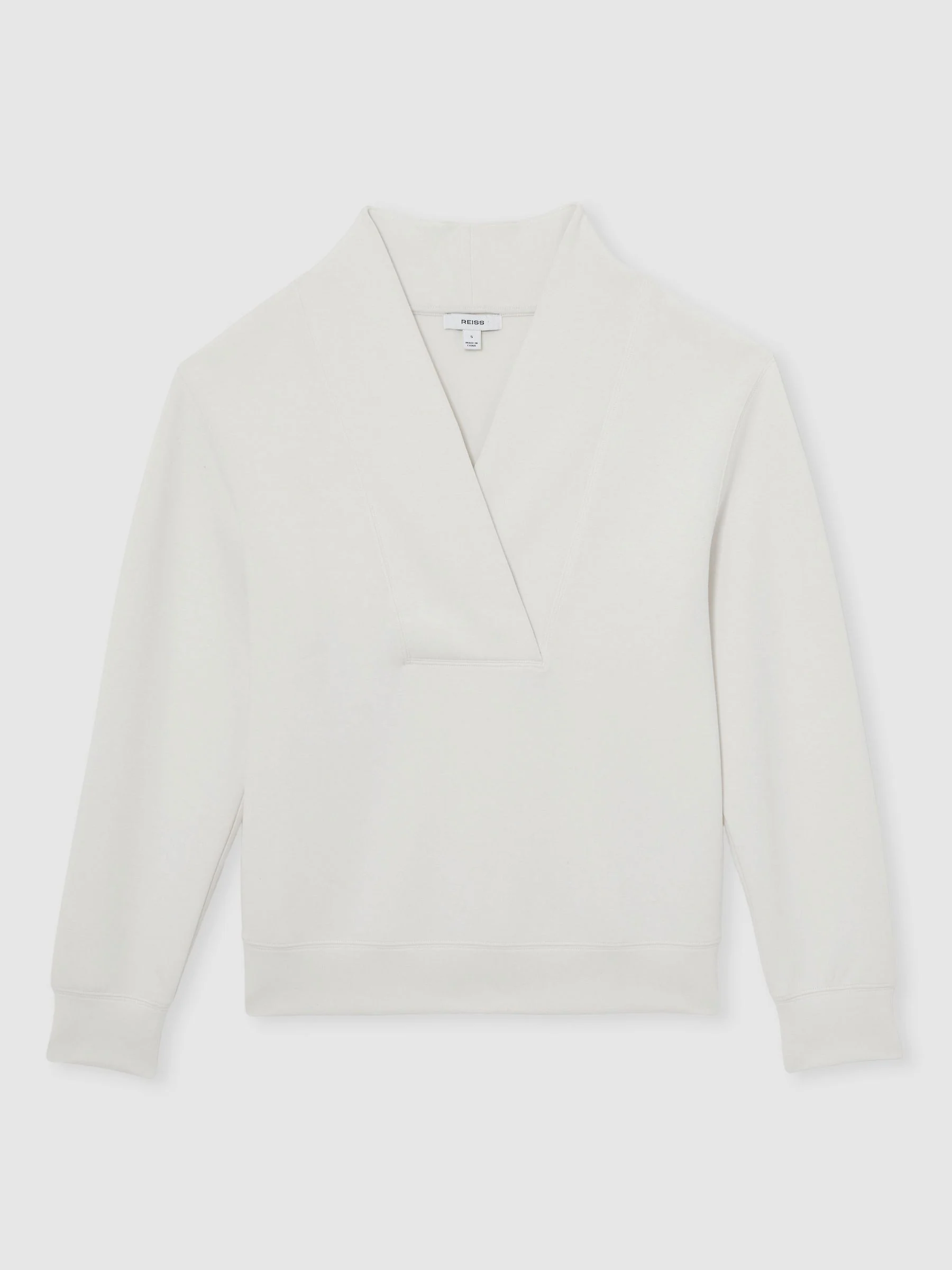 Reiss Ivory Annabel Interlock Shawl-Neck Sweatshirt with Modal