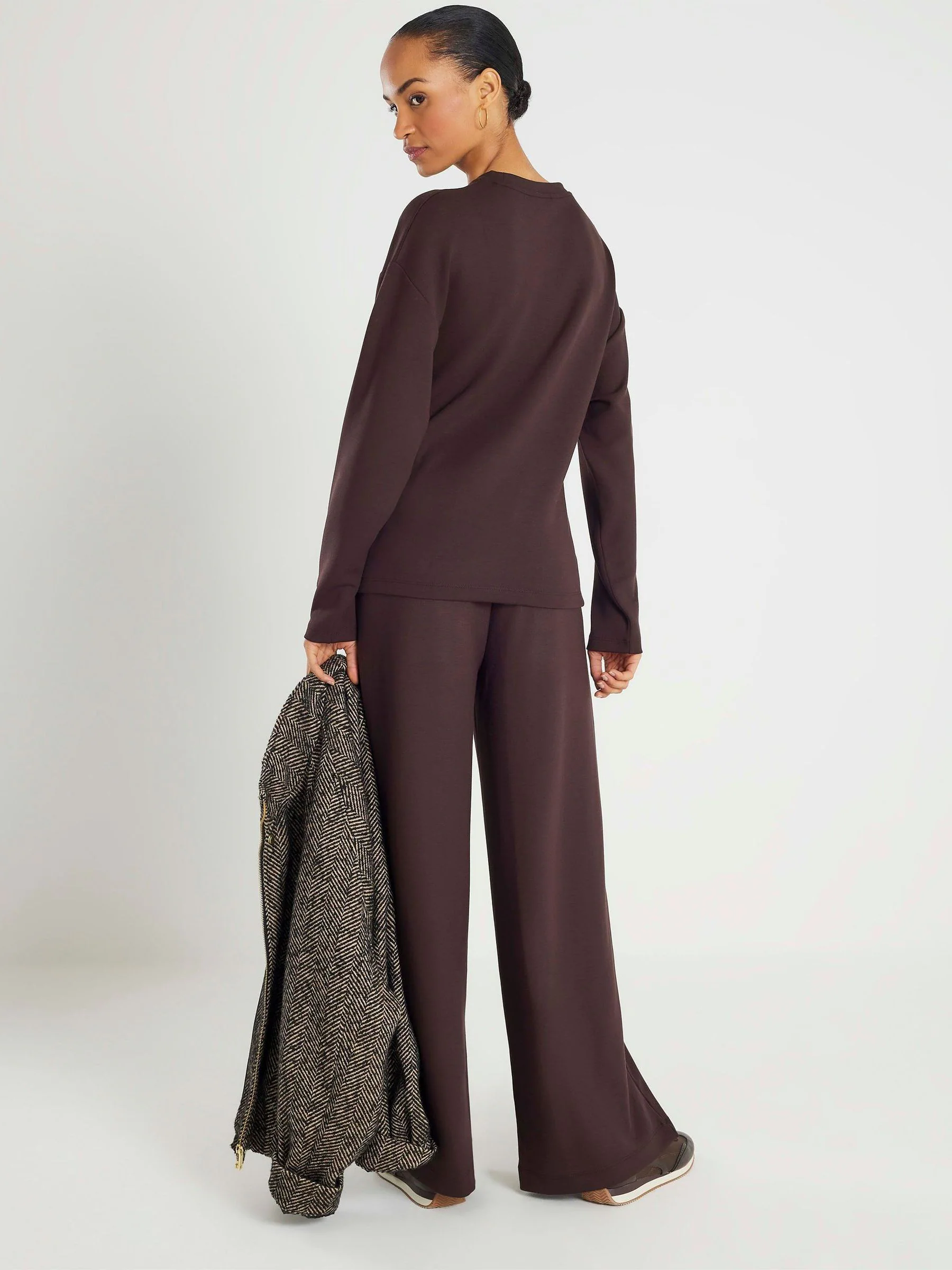 River Island Brown Premium Wide Leg Joggers